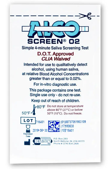 Alco-Screen 02® Alcohol Test Kit - Box of 24 Tests