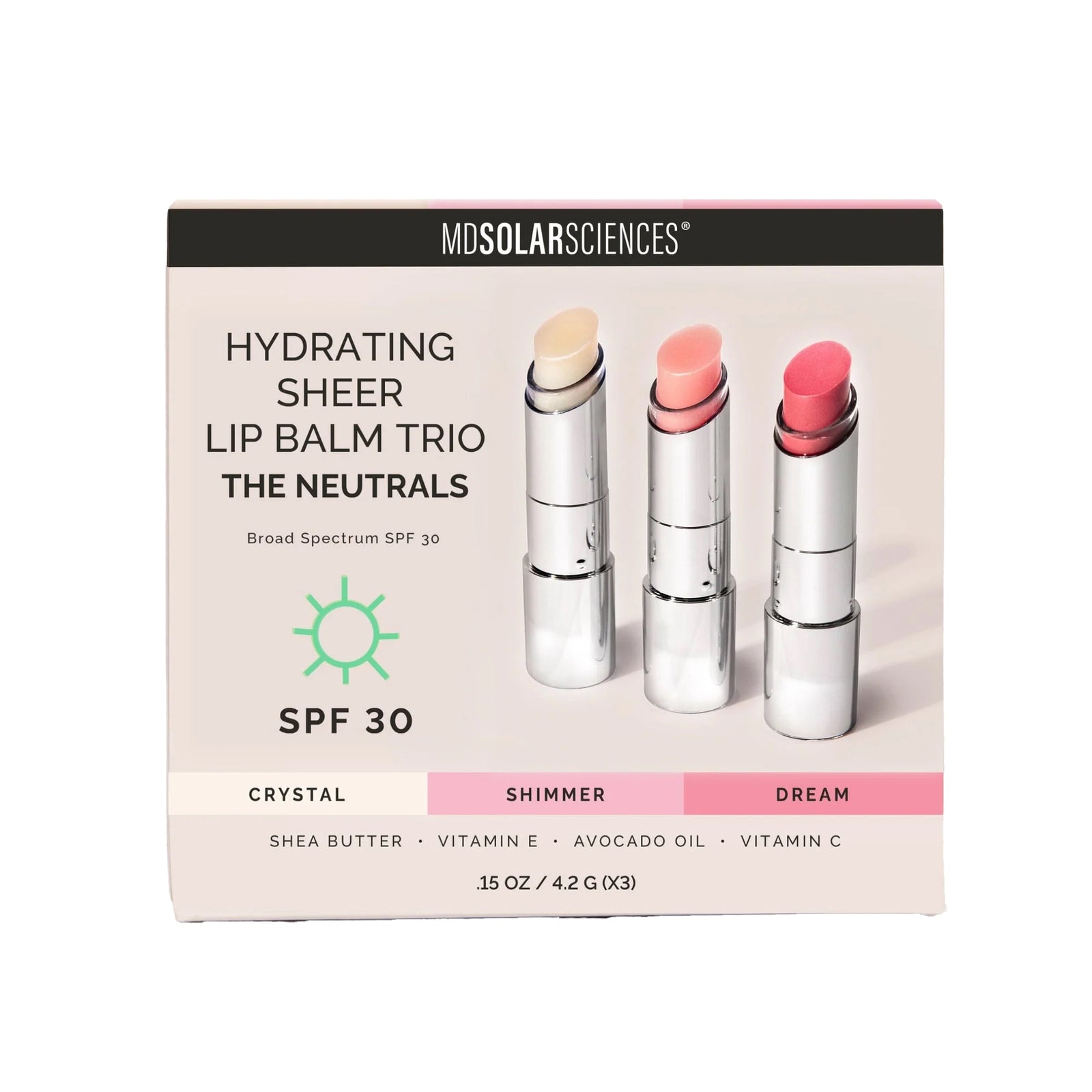 MDSolarsciences Hydrating Sheer Tinted Lip Balm with Sunscreen Set 0.45 oz