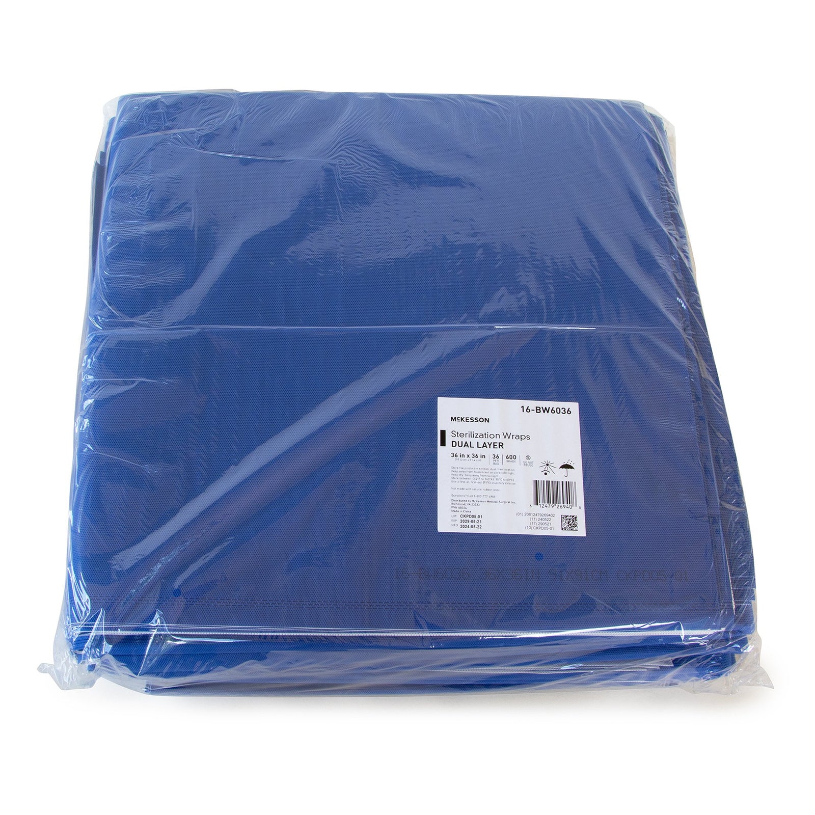 McKesson Sterilization Wrap White/Blue Dual Layer SMS Polypropylene