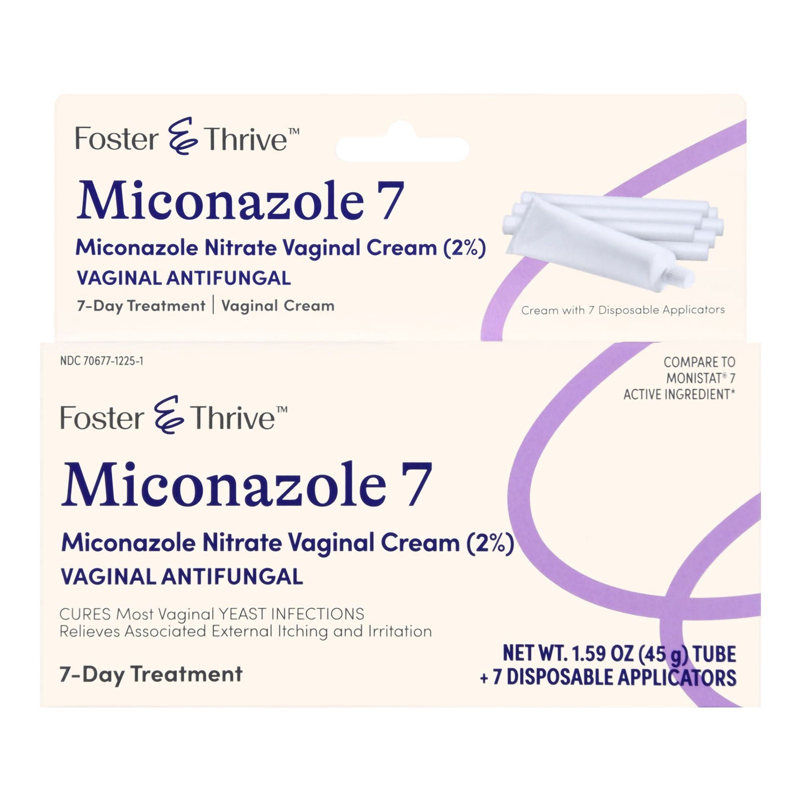 Foster & Thrive Miconazole 7 Cream with Disposable Applicators, 1.59 oz