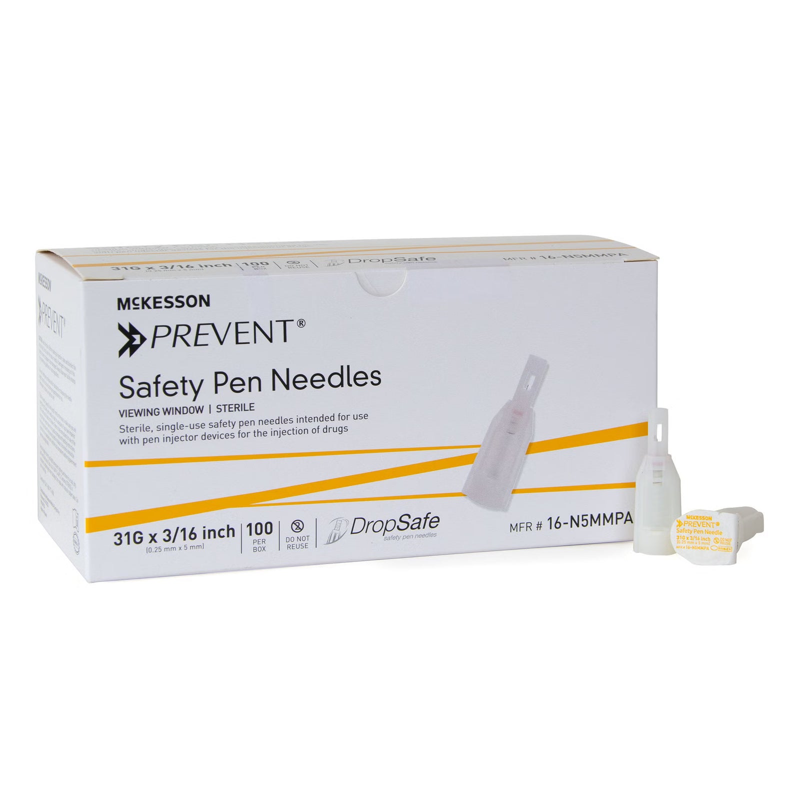 McKesson Prevent DropSafe Safety Pen Needles, 31G x 5 mm