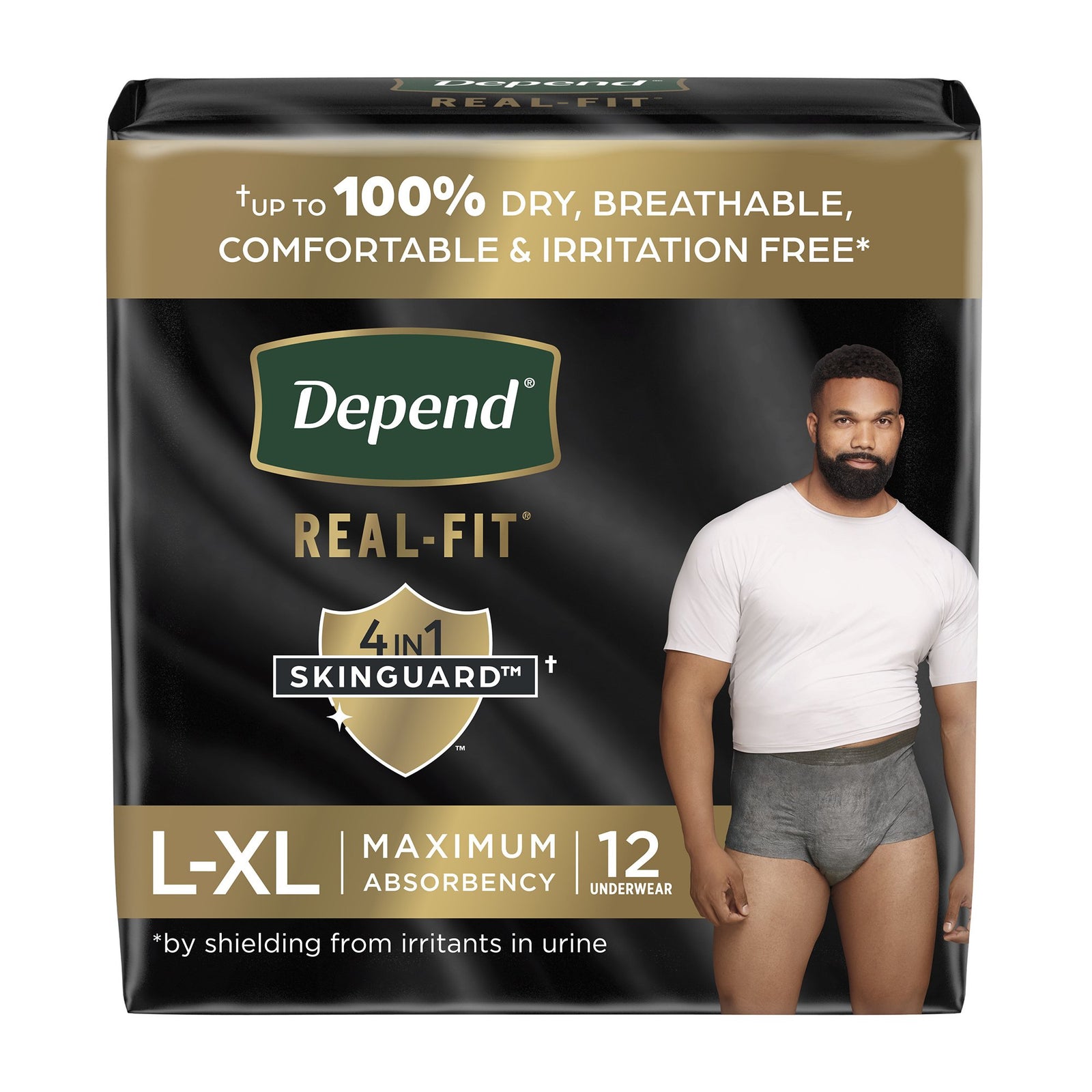 Depend Real Fit Waistband Style Adult Large/X-Large Male Disposable Heavy Absorbency Underwear