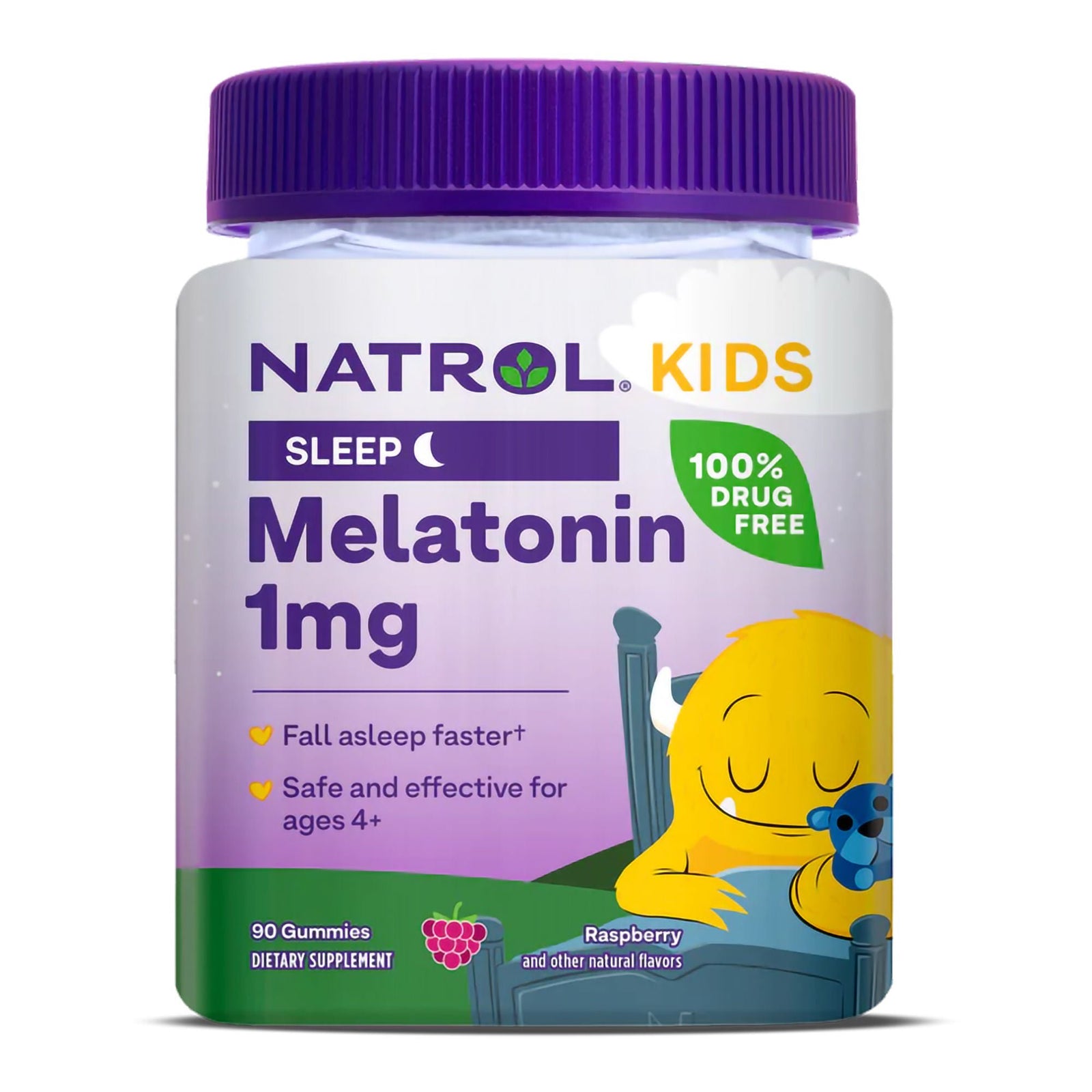 Natrol Kids Sleep Melatonin Gummies, Raspberry, 1 mg, 90 Count