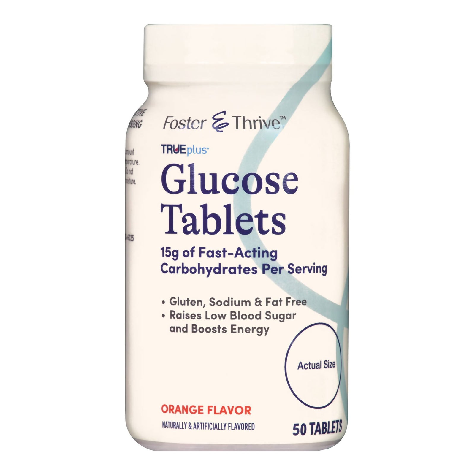 Foster & Thrive TRUEplus Glucose Tablets Orange Flavor, 50 Count