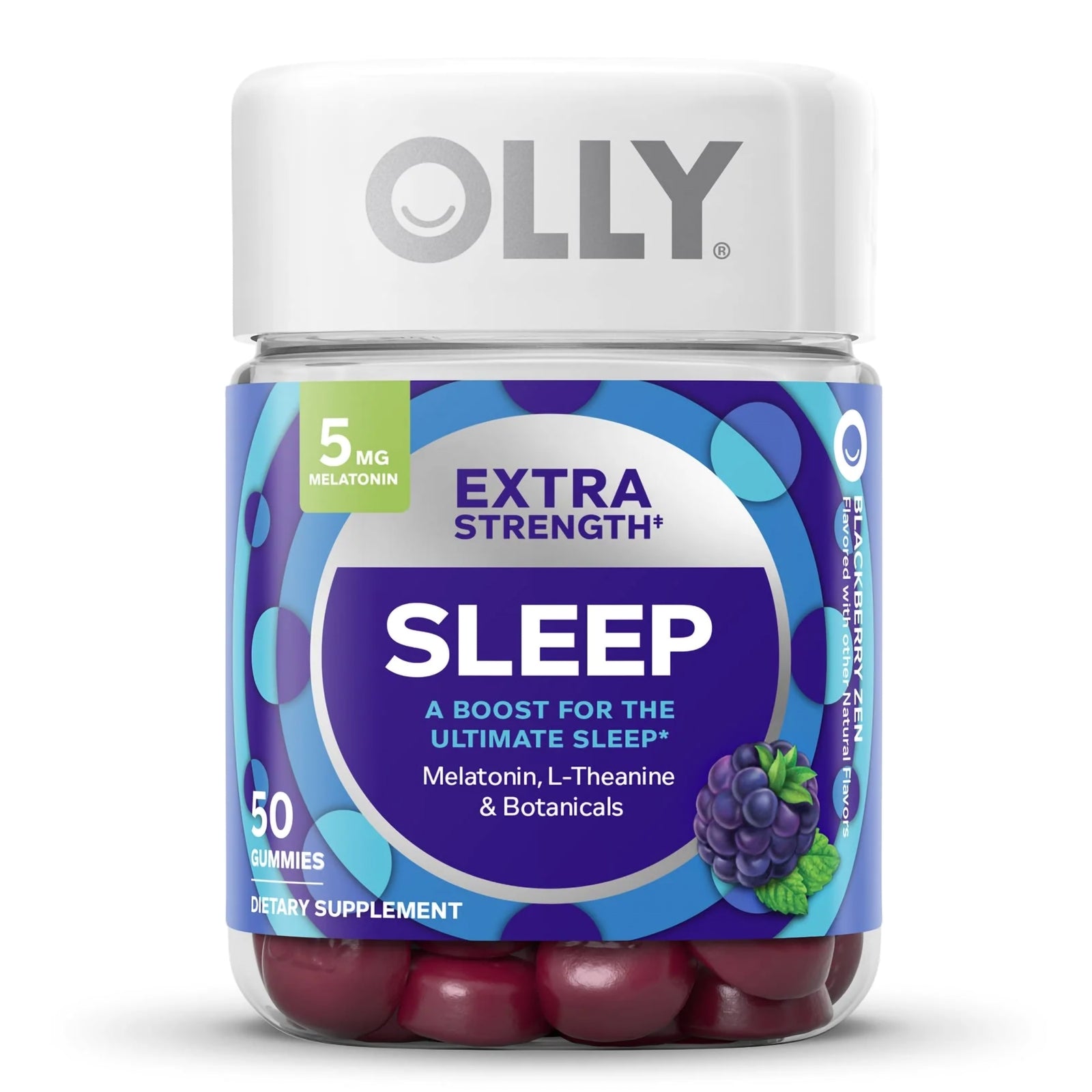 OLLY Sleep L-Theanine Melatonin Botanicals Gummies 50 per Bottle