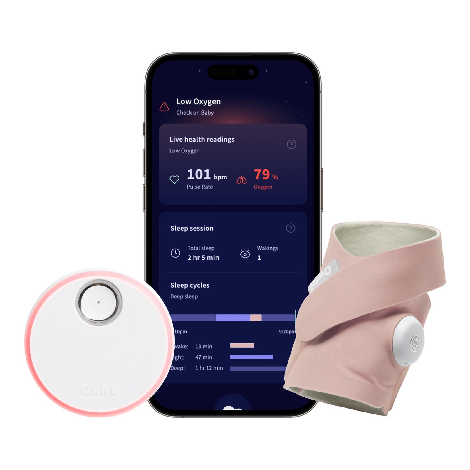 Owlet® Dream Sock Baby Monitoring System - Dusty Rose