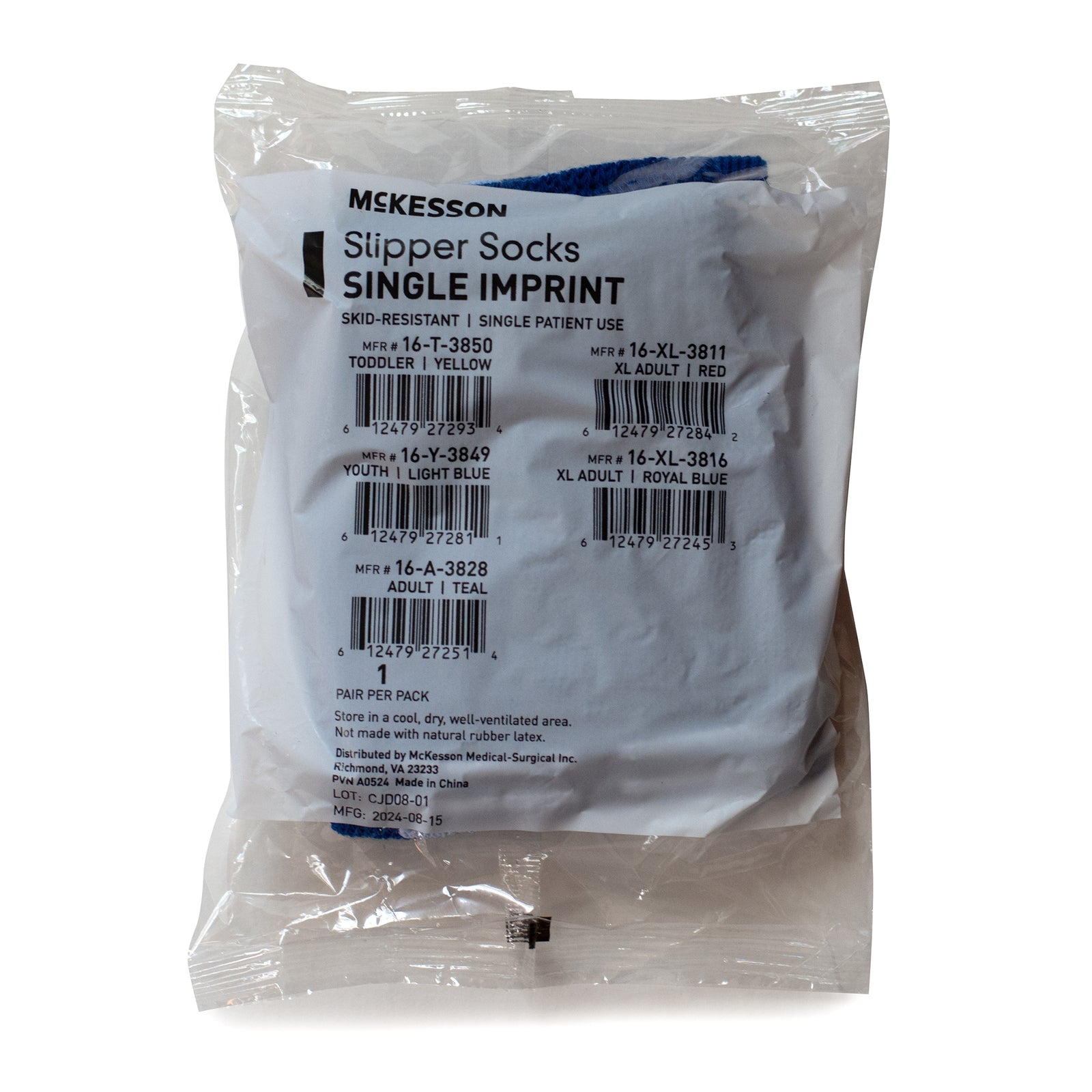 McKesson Slipper Socks Adult X-Large Royal Blue