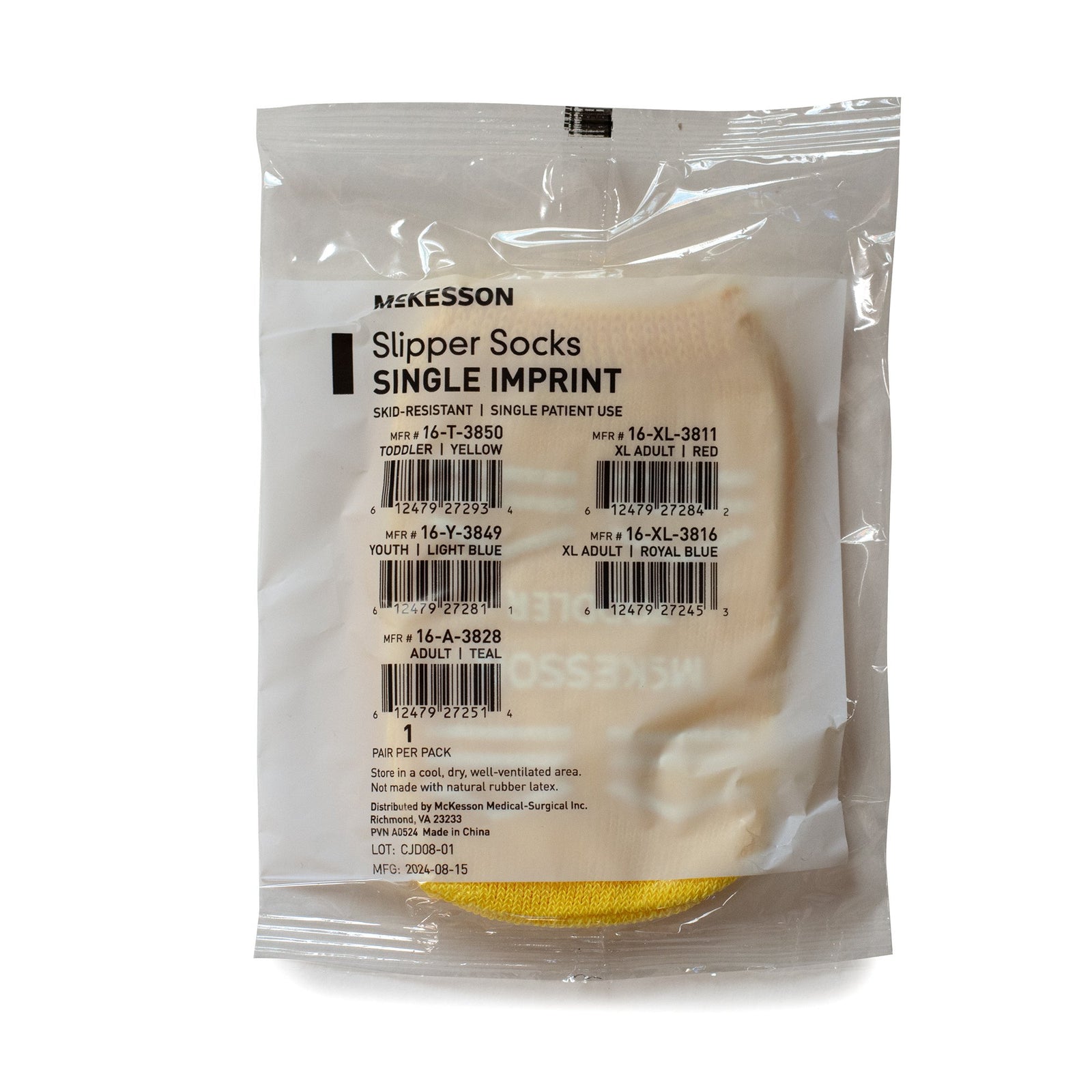 McKesson Terries Toddler Slipper Socks - Yellow, Size 4-7.5