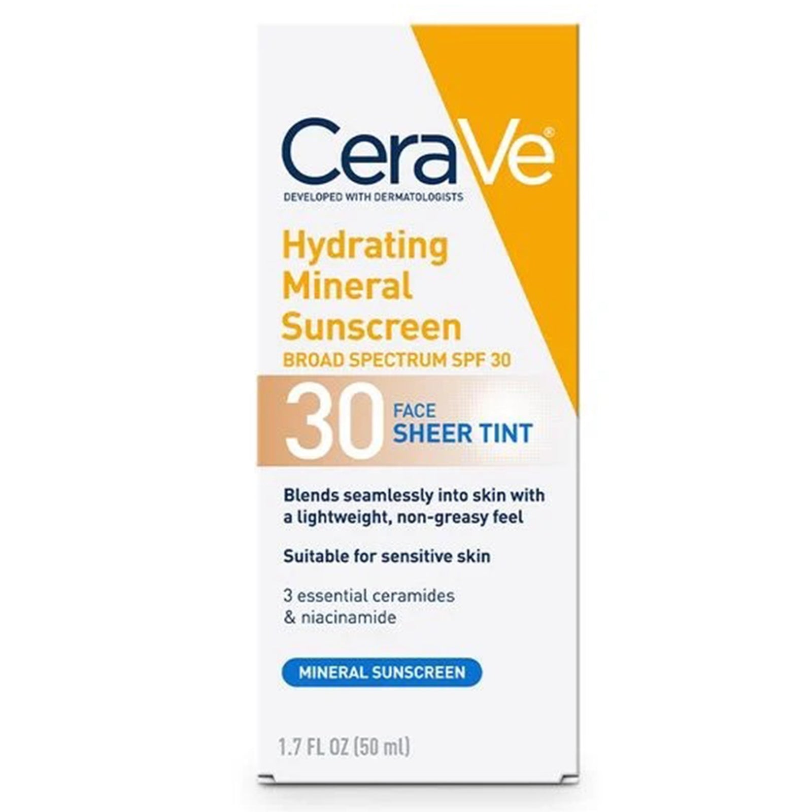 CeraVe Hydrating Mineral Sunscreen Medium Sheer Tint SPF30 Lotion 1.7 oz