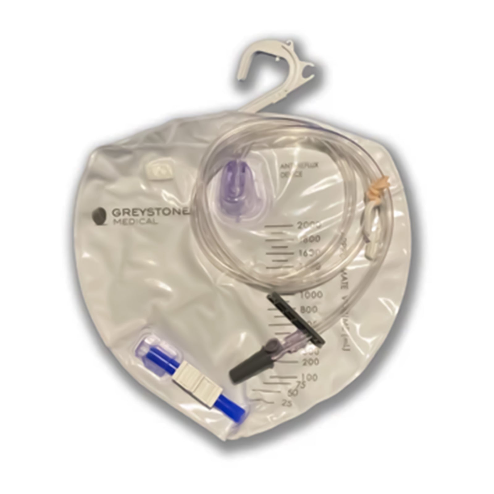 Greystone Medical Urinary Drain Bag with Anti-reflux Valve 2,000 mL