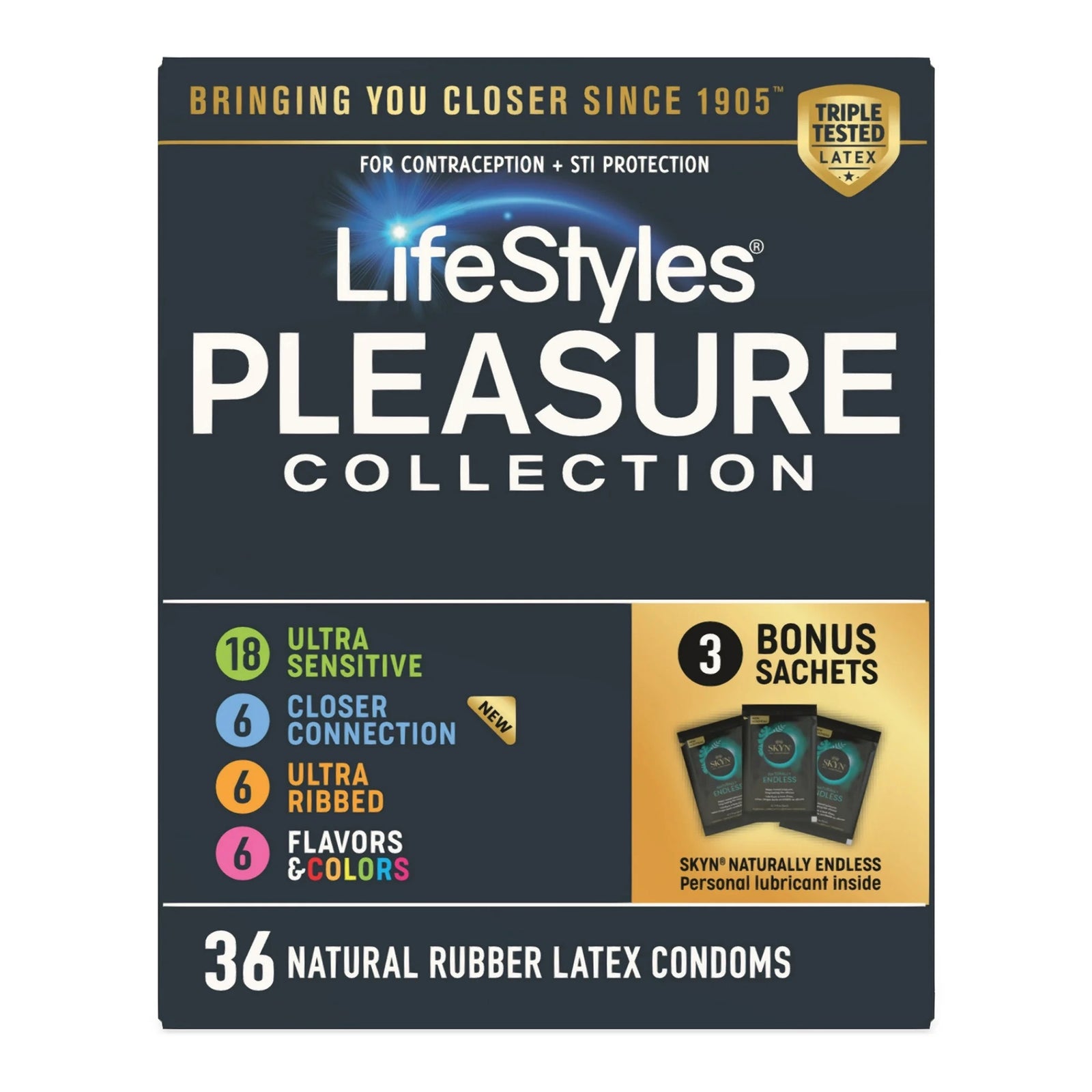 Lifestyles Pleasure Collection Condom Variety Pack Lubricated