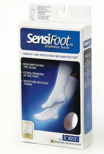 Jobst SensiFoot Diabetic Compression Stockings - Knee High, Large, White