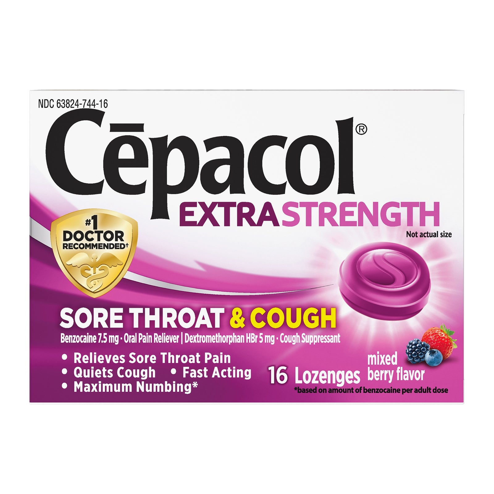 Cepacol Extra Strength Sore Throat & Cough Lozenges, Mixed Berry, 16 Count