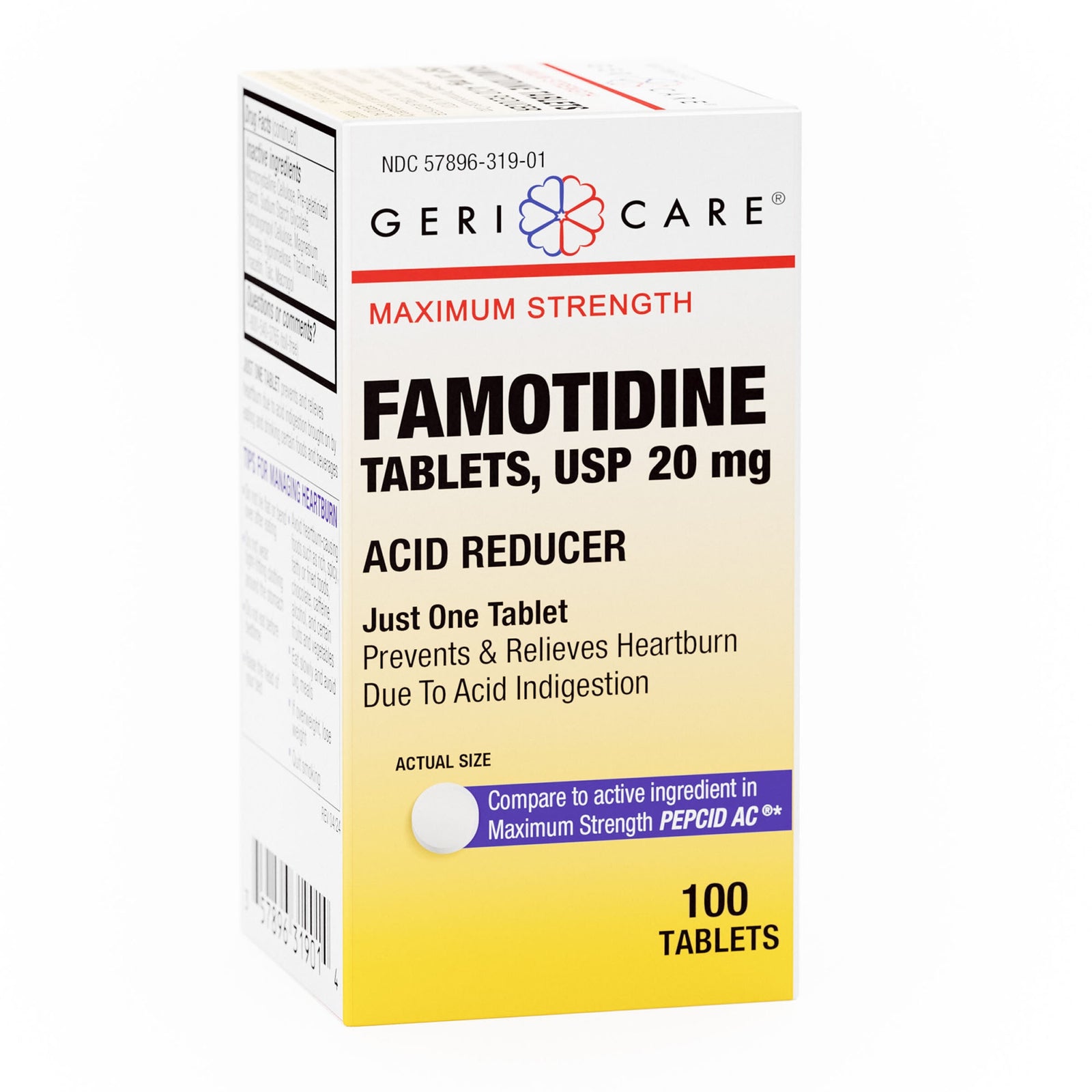 Geri-Care Maximum Strength Famotidine Tablets, 20 mg, 100 per Bottle