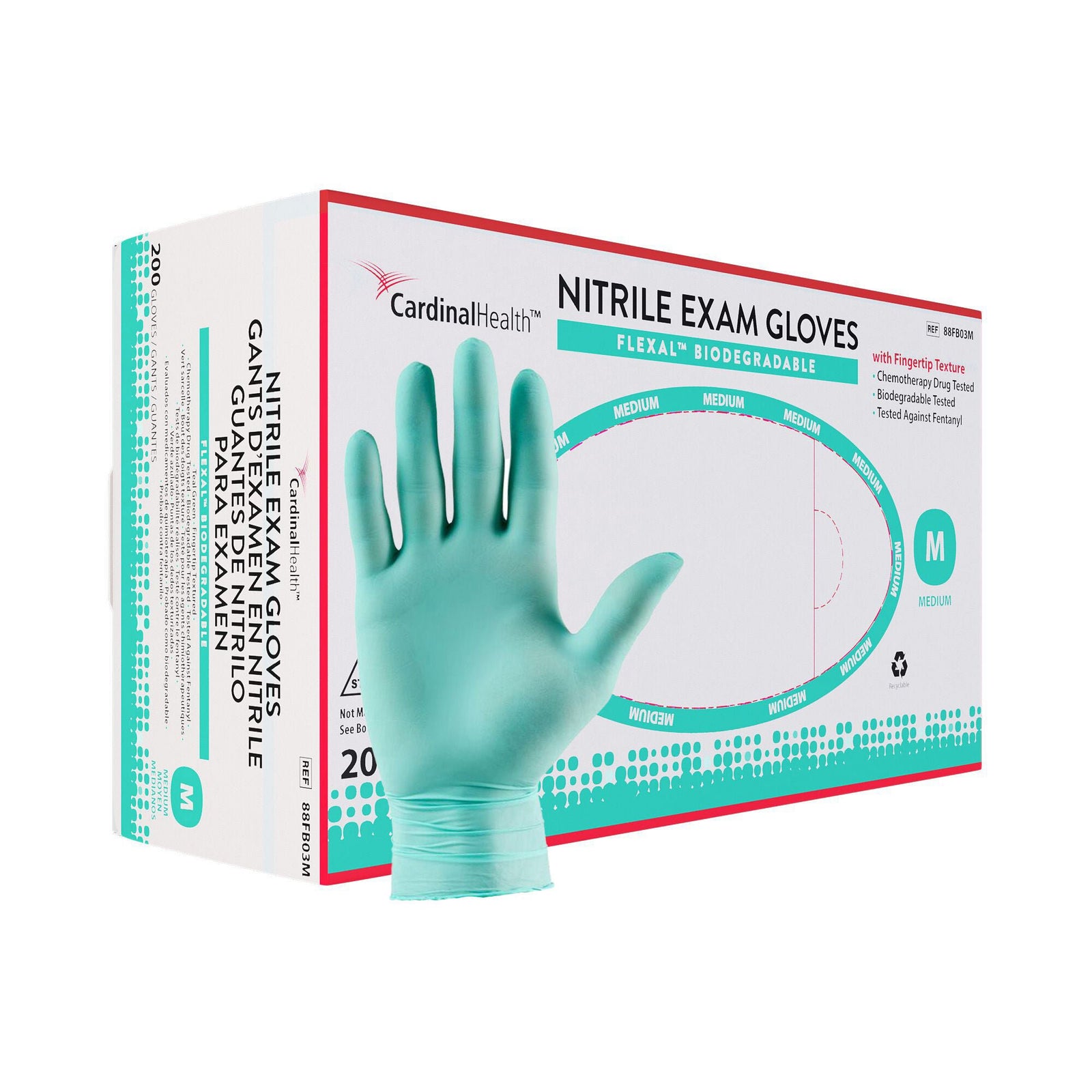Cardinal Health Flexal Biodegradable Nitrile Exam Gloves, Medium