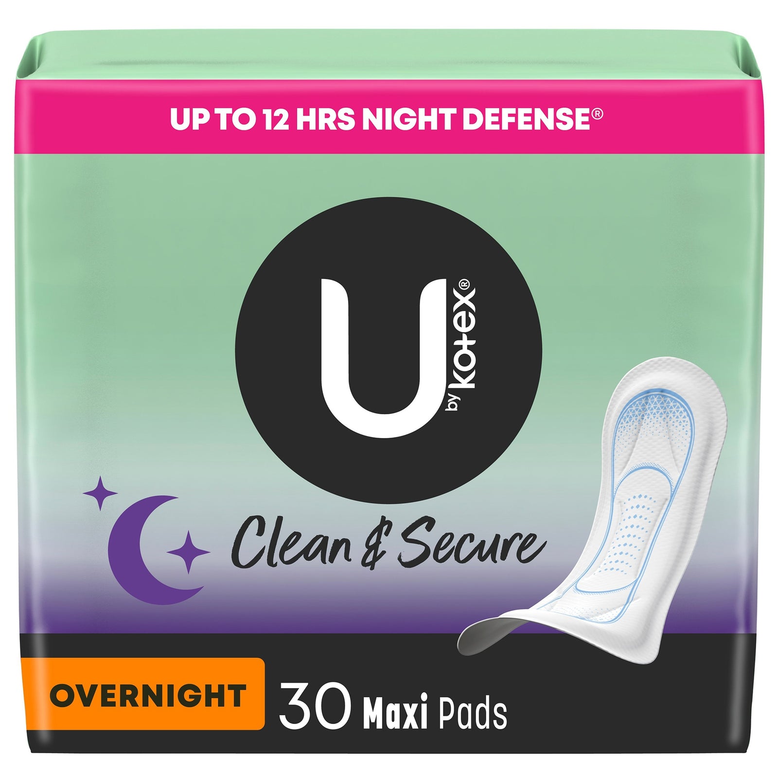 U by Kotex Clean & Secure Overnight Heavy Absorbency Feminine Pads