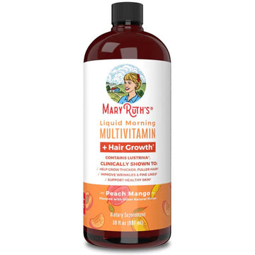 Mary Ruth's Liquid Morning Multivitamin + Hair Growth Supplement, Peach Mango Flavor, 30 oz
