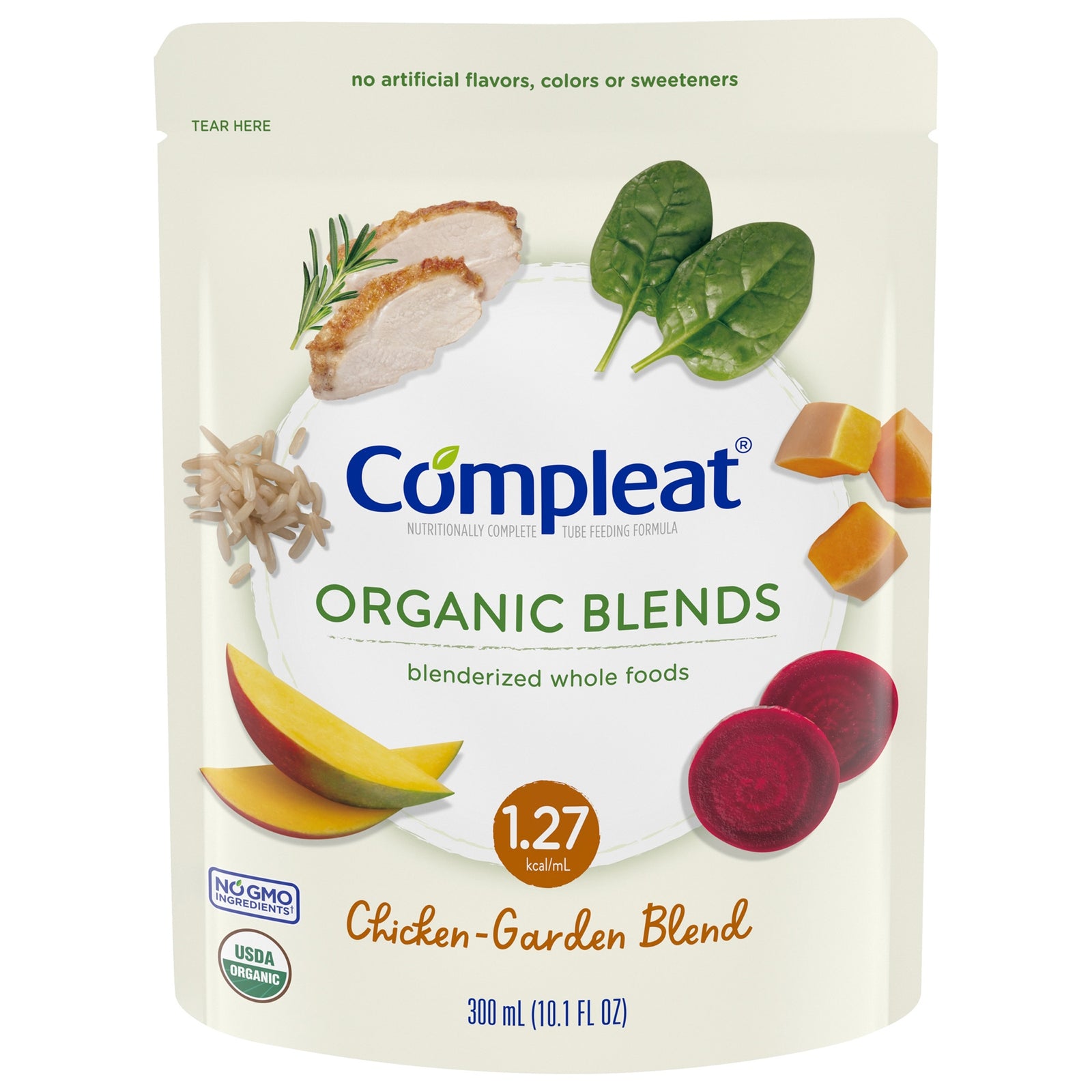 Compleat Organic Blends Chicken-Garden Blend Tube Feeding Formula, 10.1 oz. Pouch