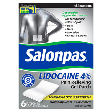 Salonpas 4% Strength Lidocaine Pain Relief Patch - 6 Patches per Box