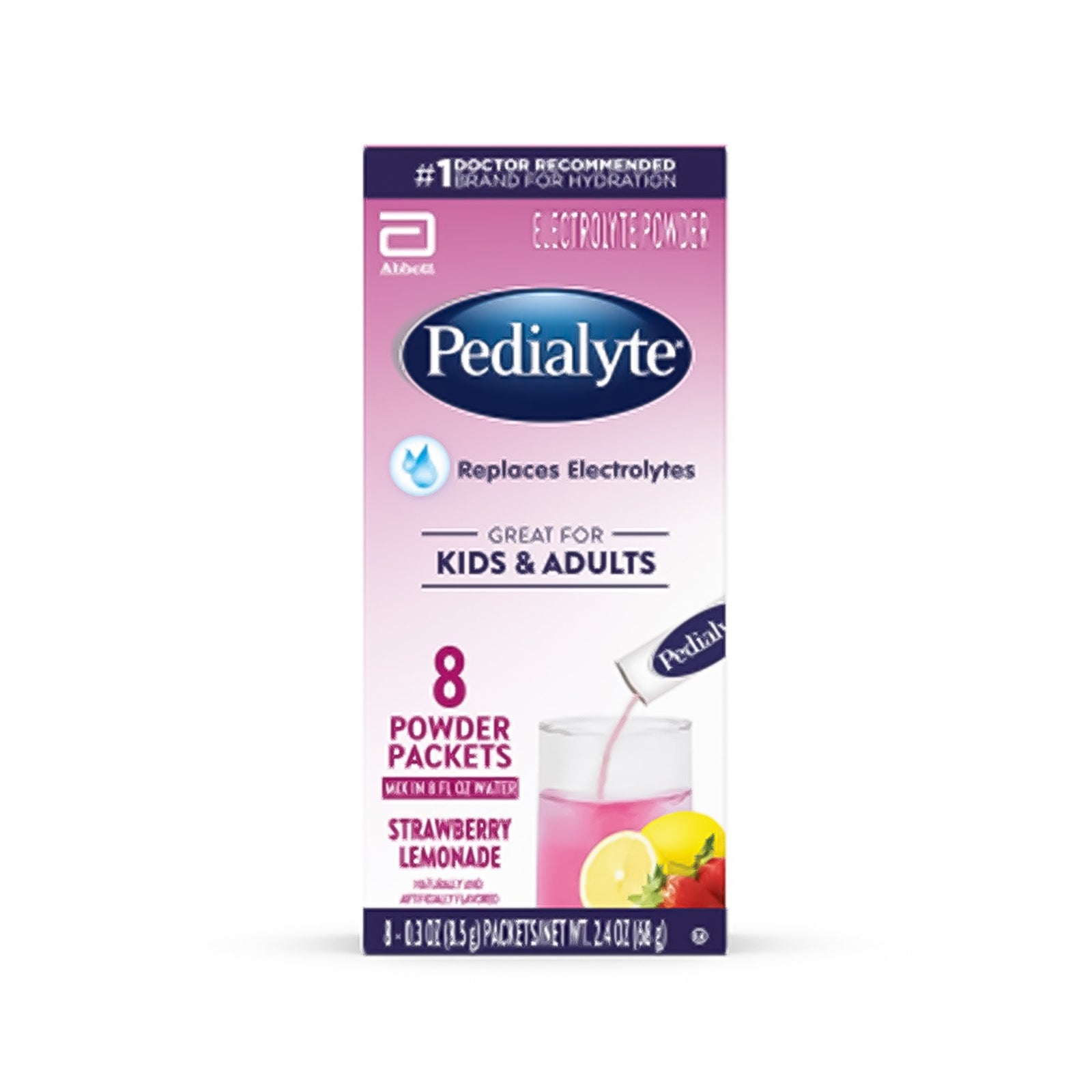Pedialyte Electrolyte Powder, Strawberry Lemonade, 8.5 g