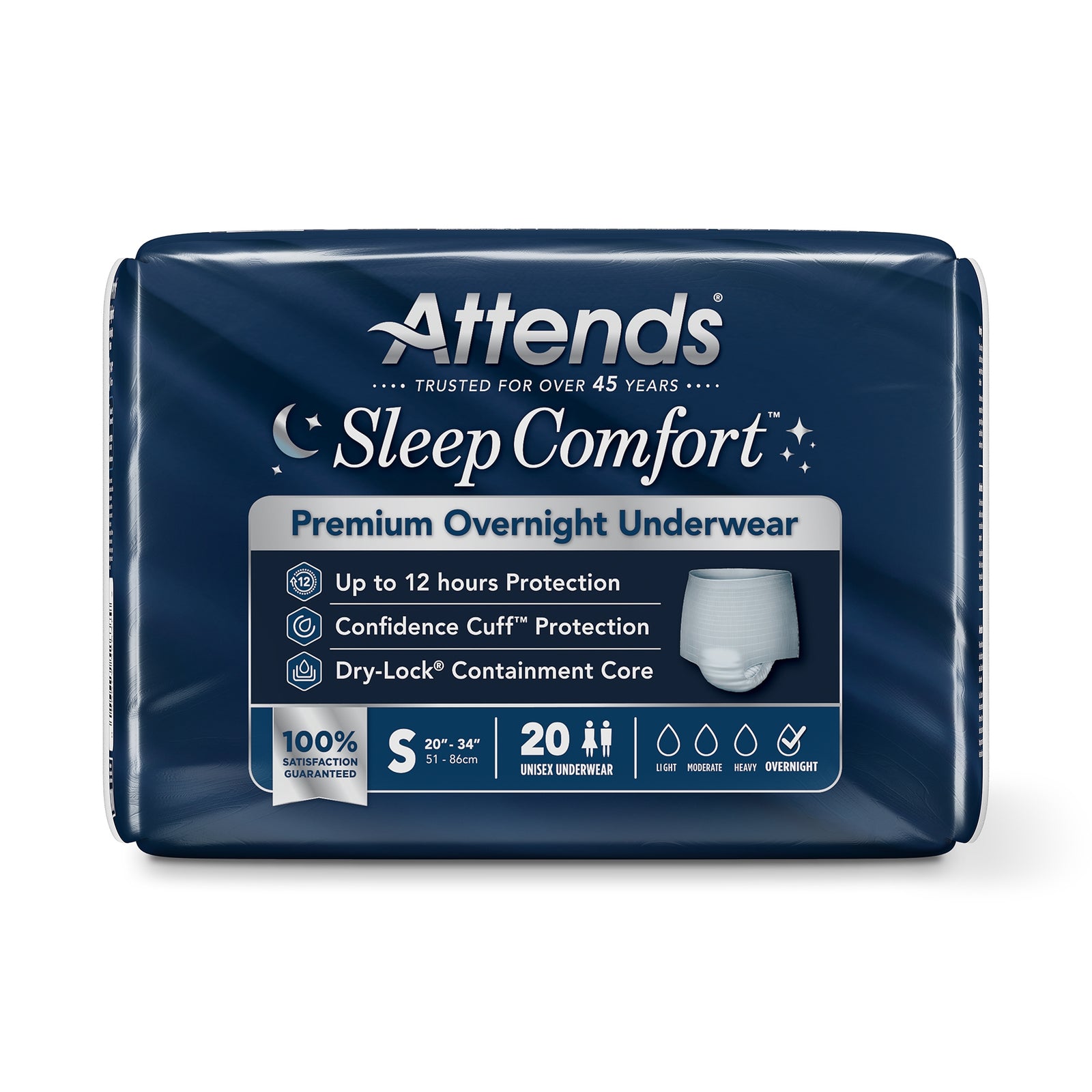 Attends Healthcare Sleep Comfort Premium Overnight Underwear, Small