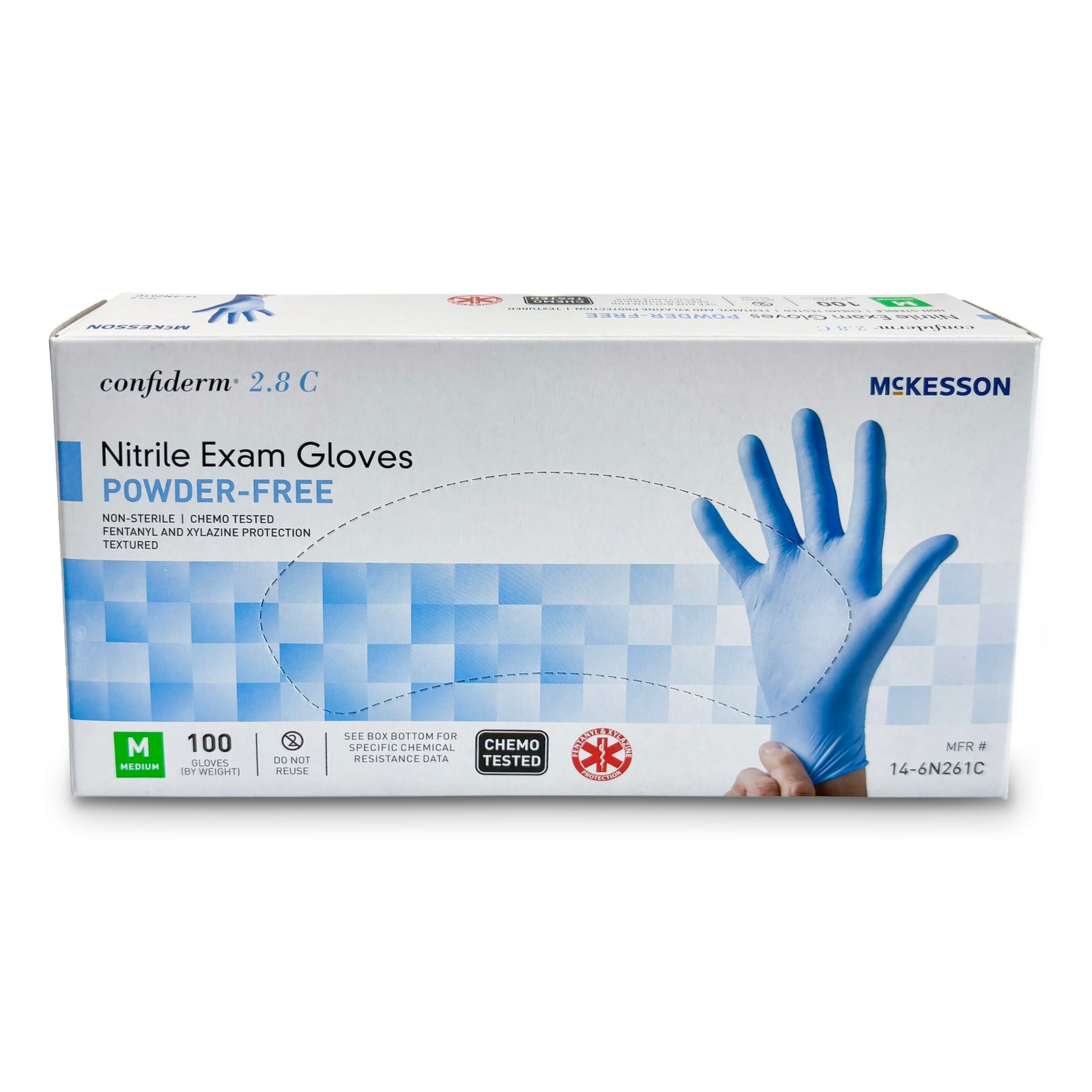 McKesson Confiderm 2.8 C Nitrile Exam Glove, Medium