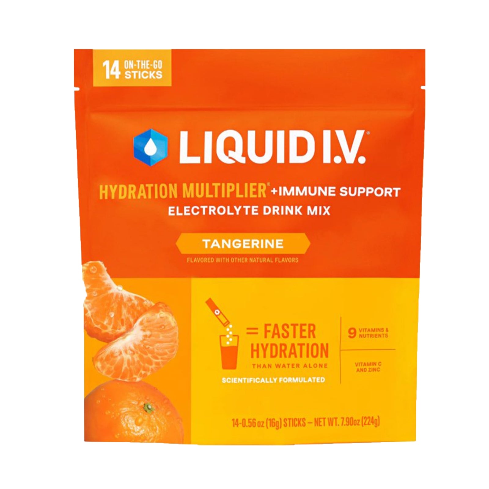 Liquid I.V. Hydration Multiplier + Immune Support Tangerine Flavor 0.56 oz - Case of 72