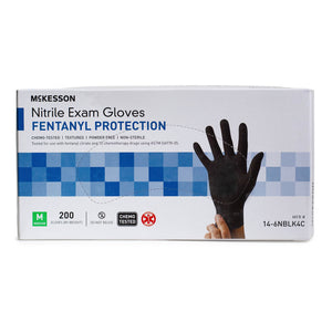 McKesson Fentanyl Protection Chemo-Tested Nitrile Exam Gloves, Medium, Black image