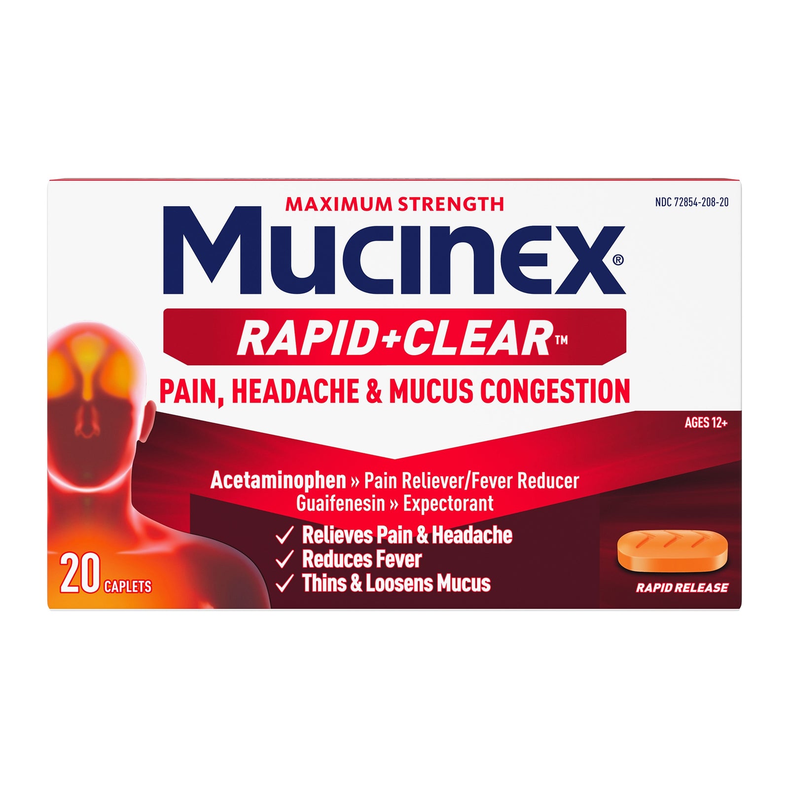 Mucinex Max Rapid Clear Caplets, Chest Congestion Relief, 20 Count