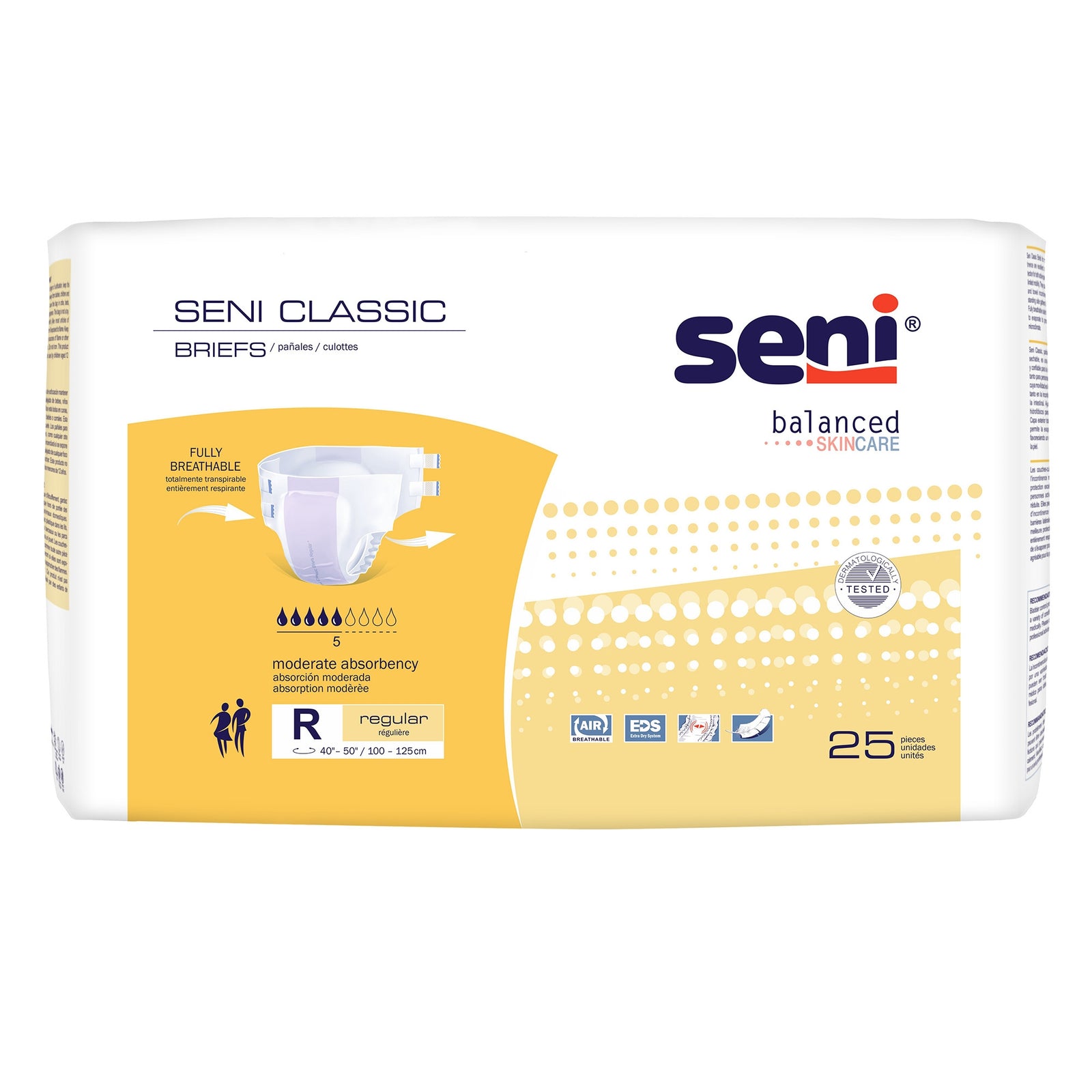 TZMO USA INC Seni Classic Unisex Adult Incontinence Brief, Regular, Lavender, 40–50 in