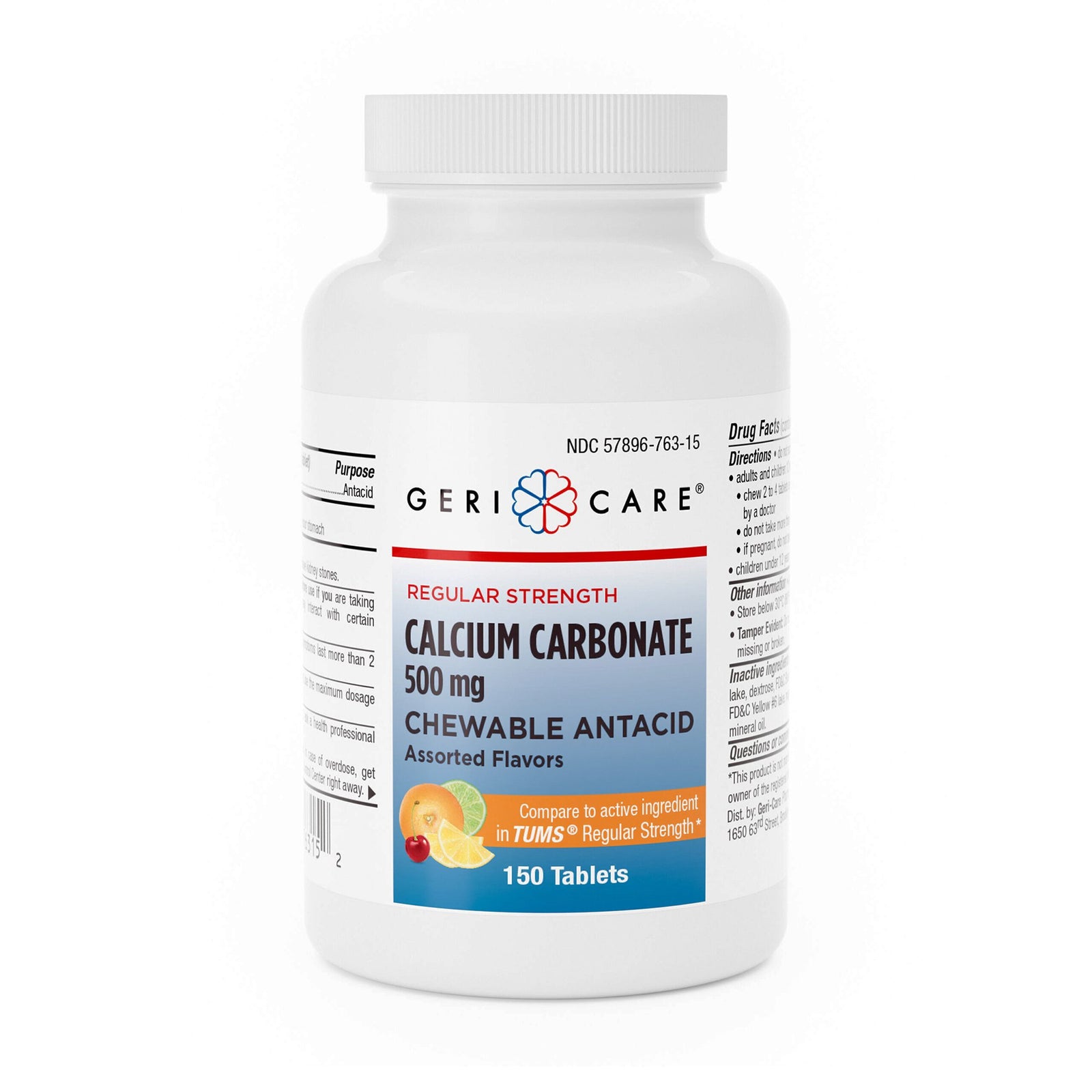 Geri-Care Calcium Carbonate 500 mg Chewable Antacid Tablets