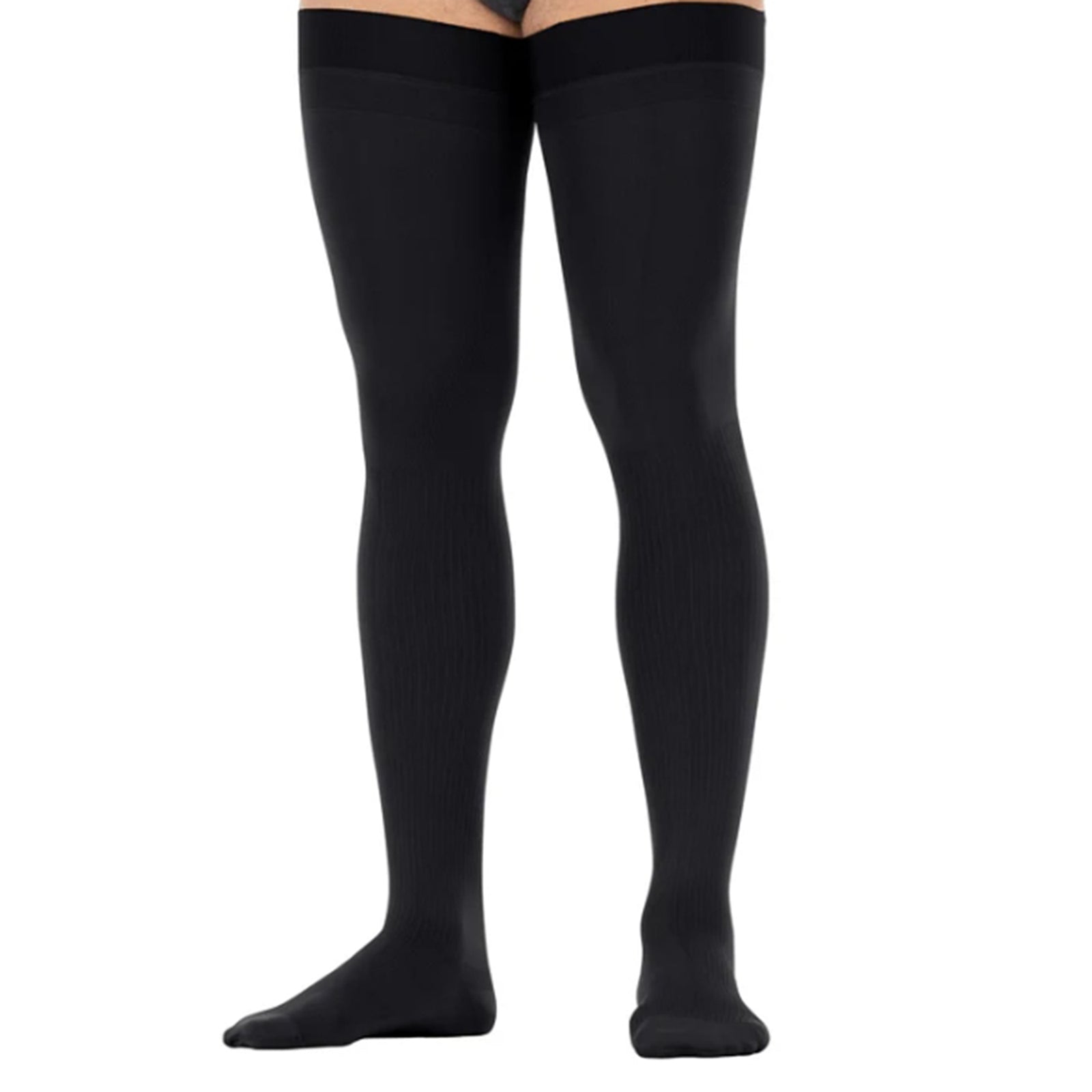 Jobst Men's Dotted Thigh Compression Stocking, Large, 30-40 mmHg, Closed Toe, Black