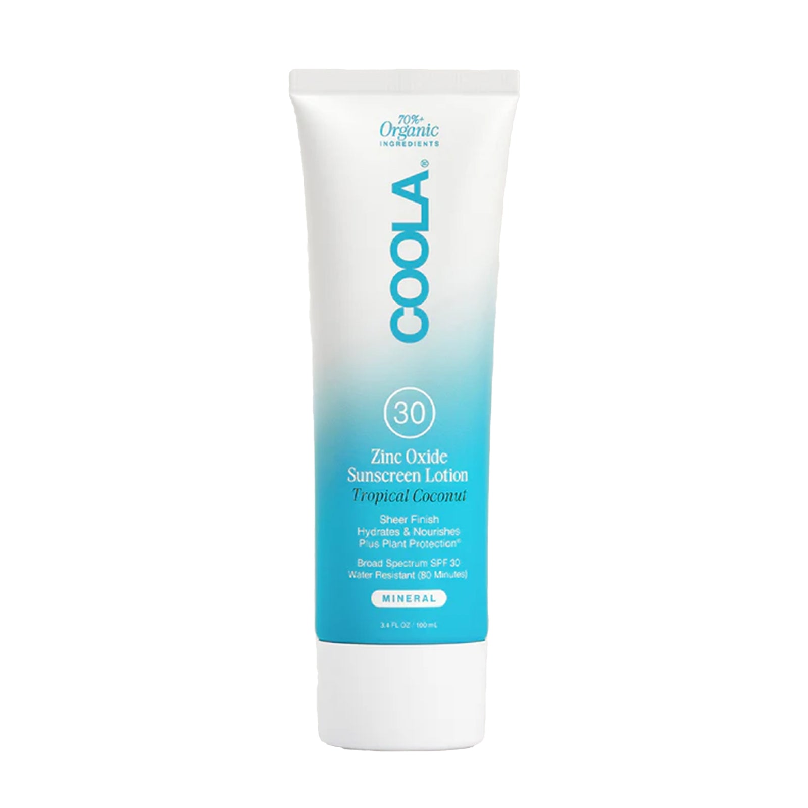 COOLA Body Mineral Sunscreen Lotion SPF 30, Tropical Coconut, 3.4 oz