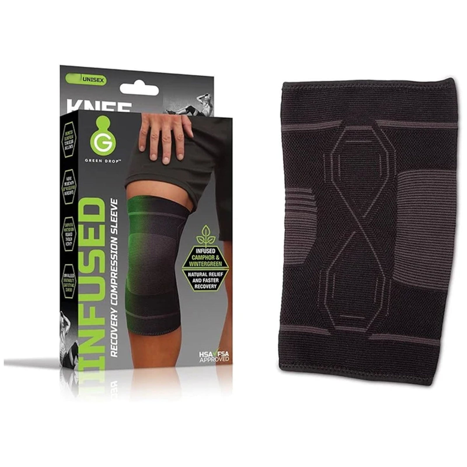 Green Drop Compression Knee Sleeve, Large/X-Large