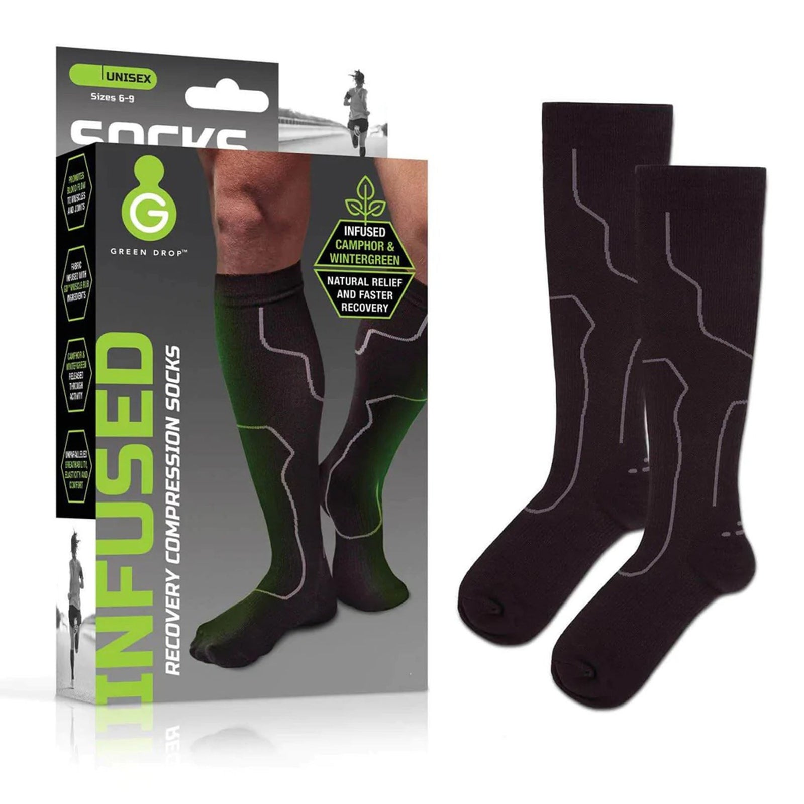 Green Drop Compression Socks, Large/X-Large