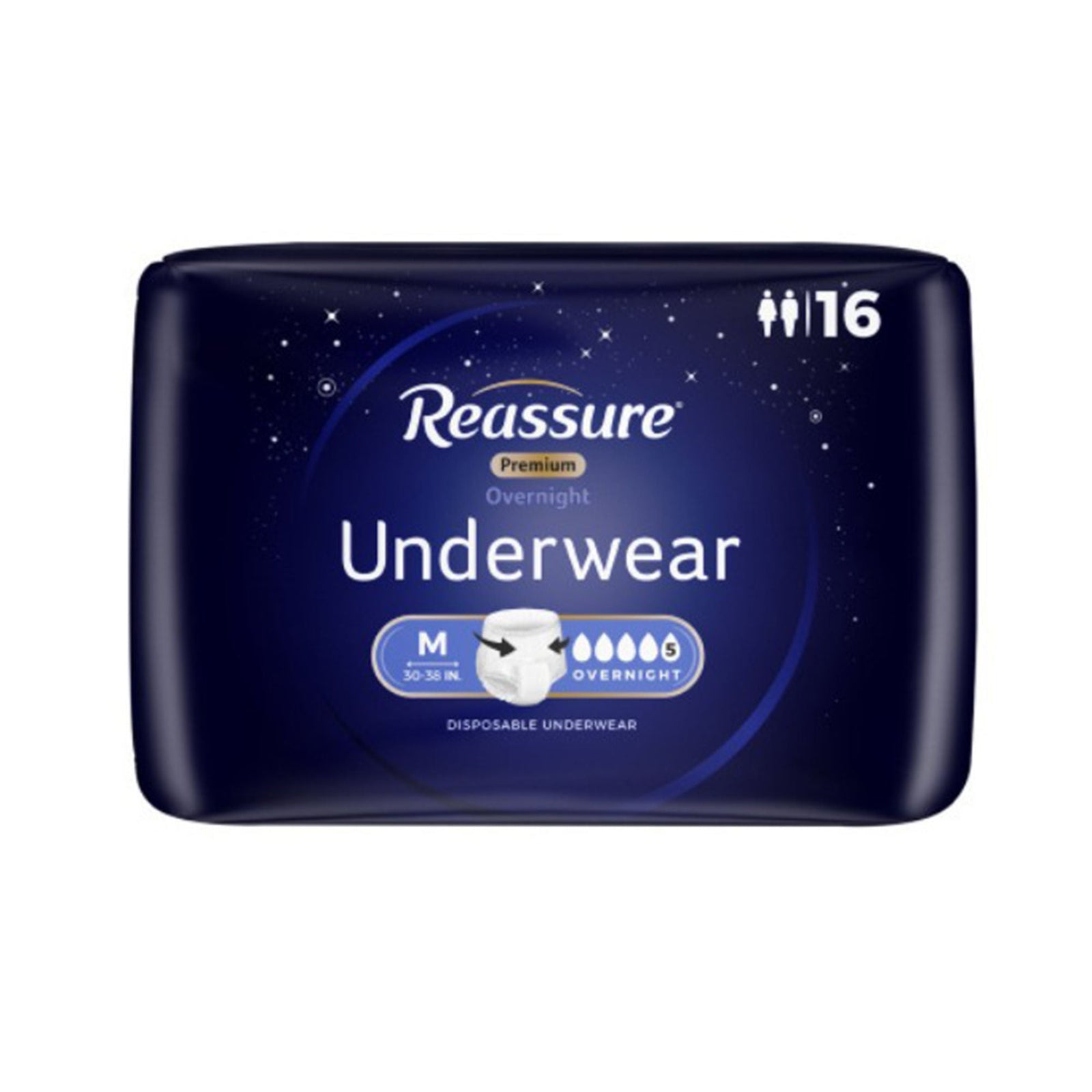 HDIS Reassure Overnight Premium Incontinence Underwear, Medium