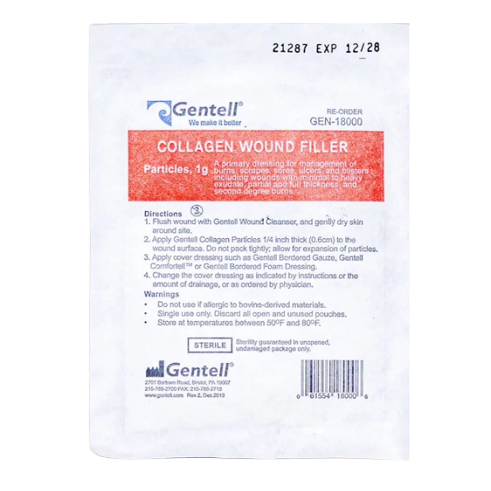 Gentell Collagen Wound Filler Particles, 1 g