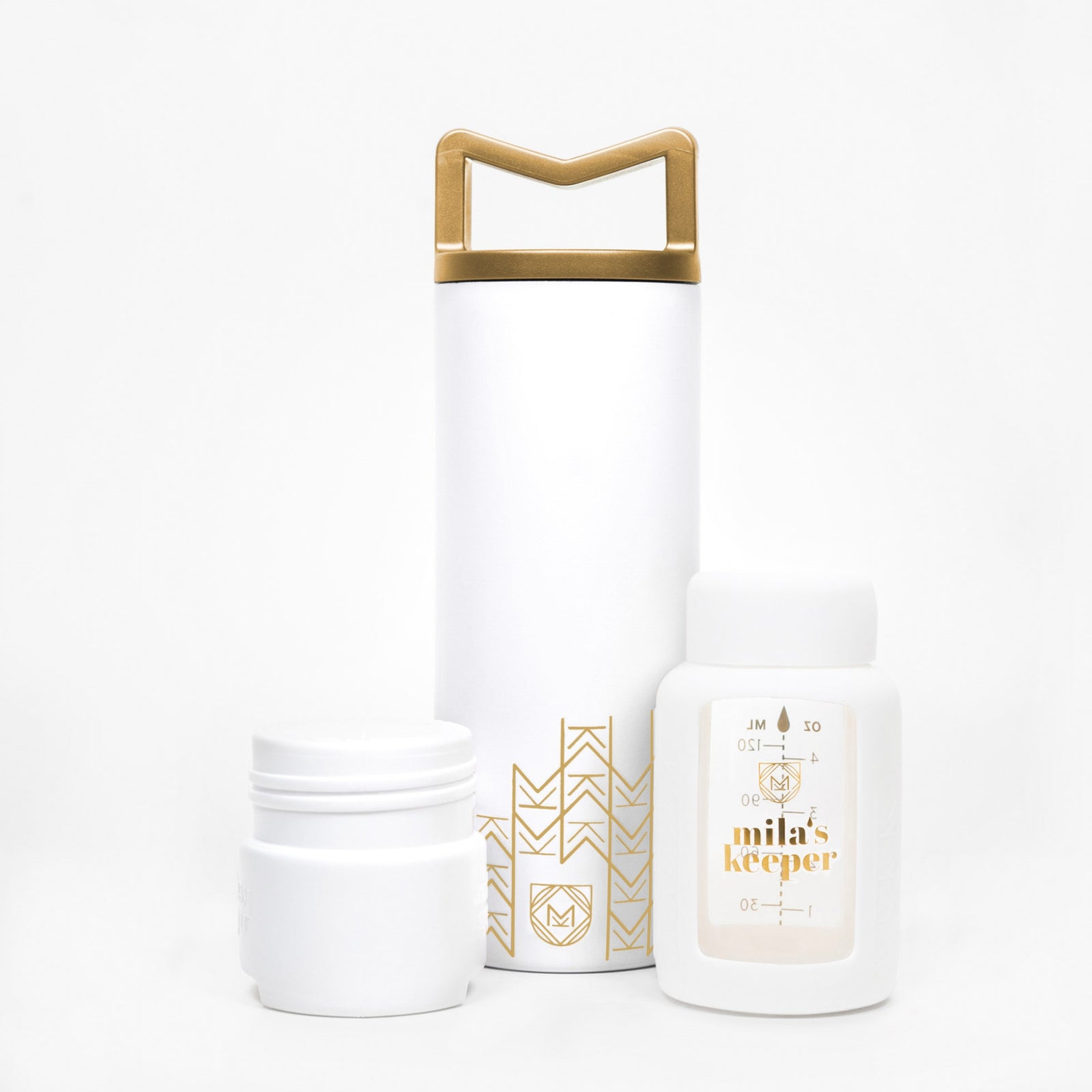 BLUE DOT RISING MilKeeper Starter Set, Wide Neck, Aspen White
