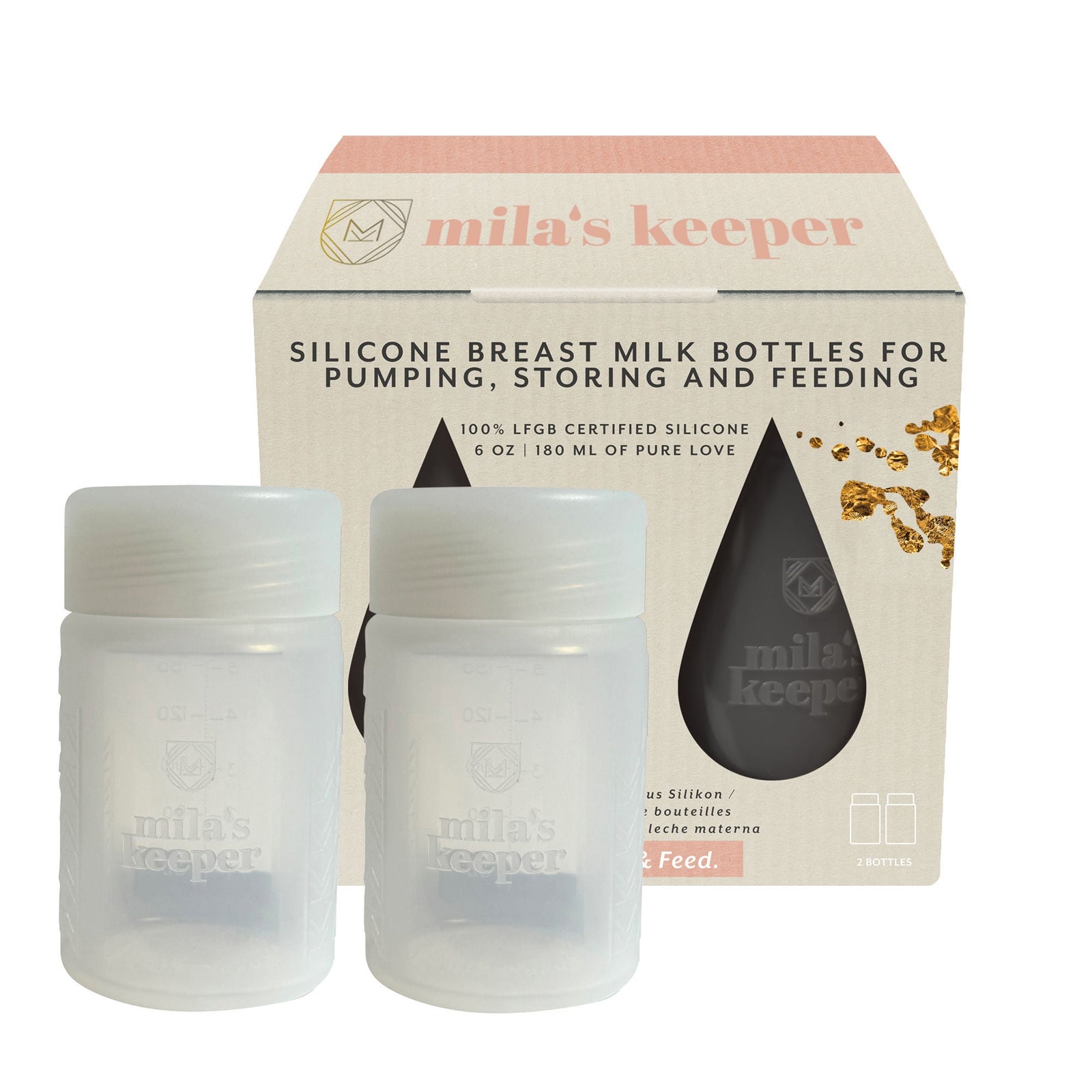 Mila's Keeper Wide-Neck Breast Milk Container, Aspen White, 6 oz