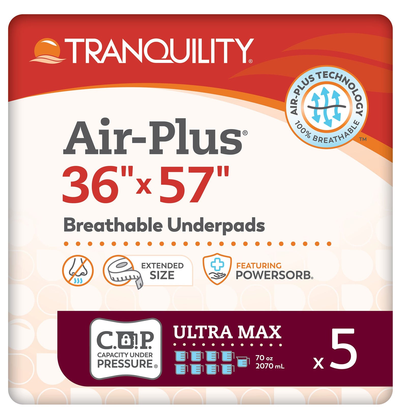 Tranquility Air-Plus Breathable Underpad, 36 x 57 in