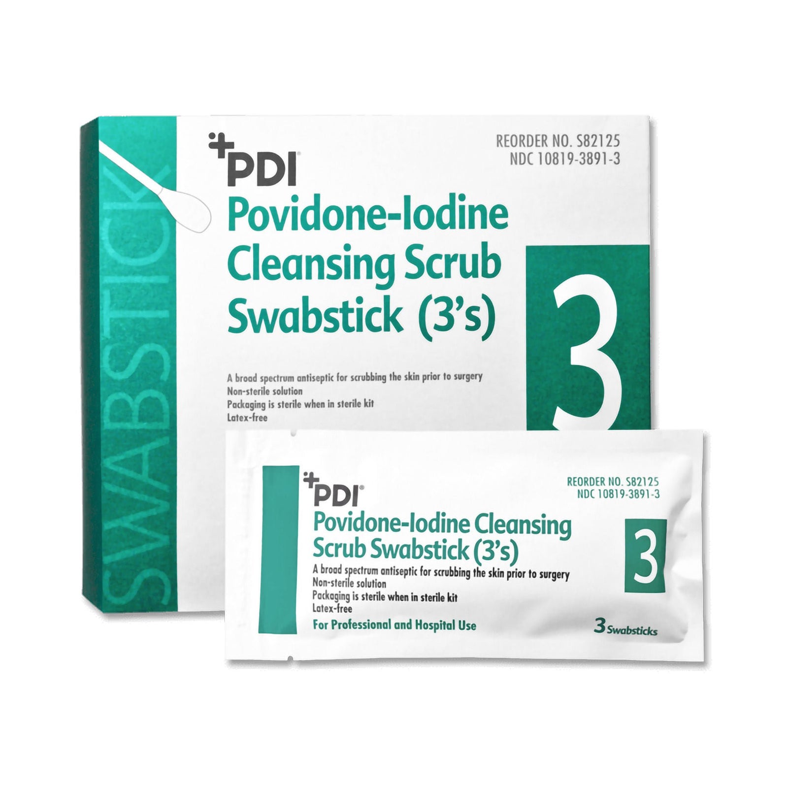 PDI Povidone-Iodine Cleansing Scrub Swabsticks, 3 Count