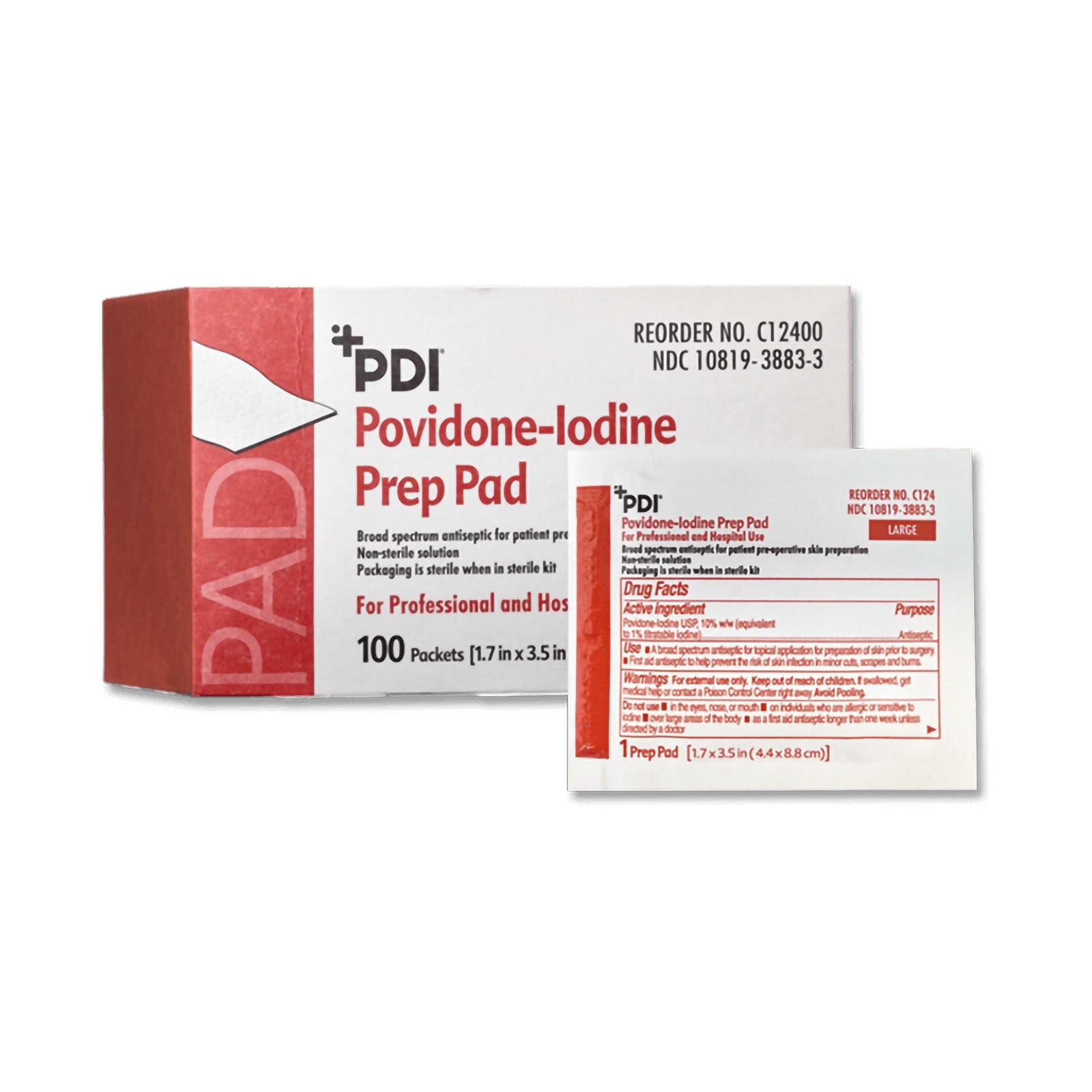 PDI Povidone-Iodine Prep Pad, Large