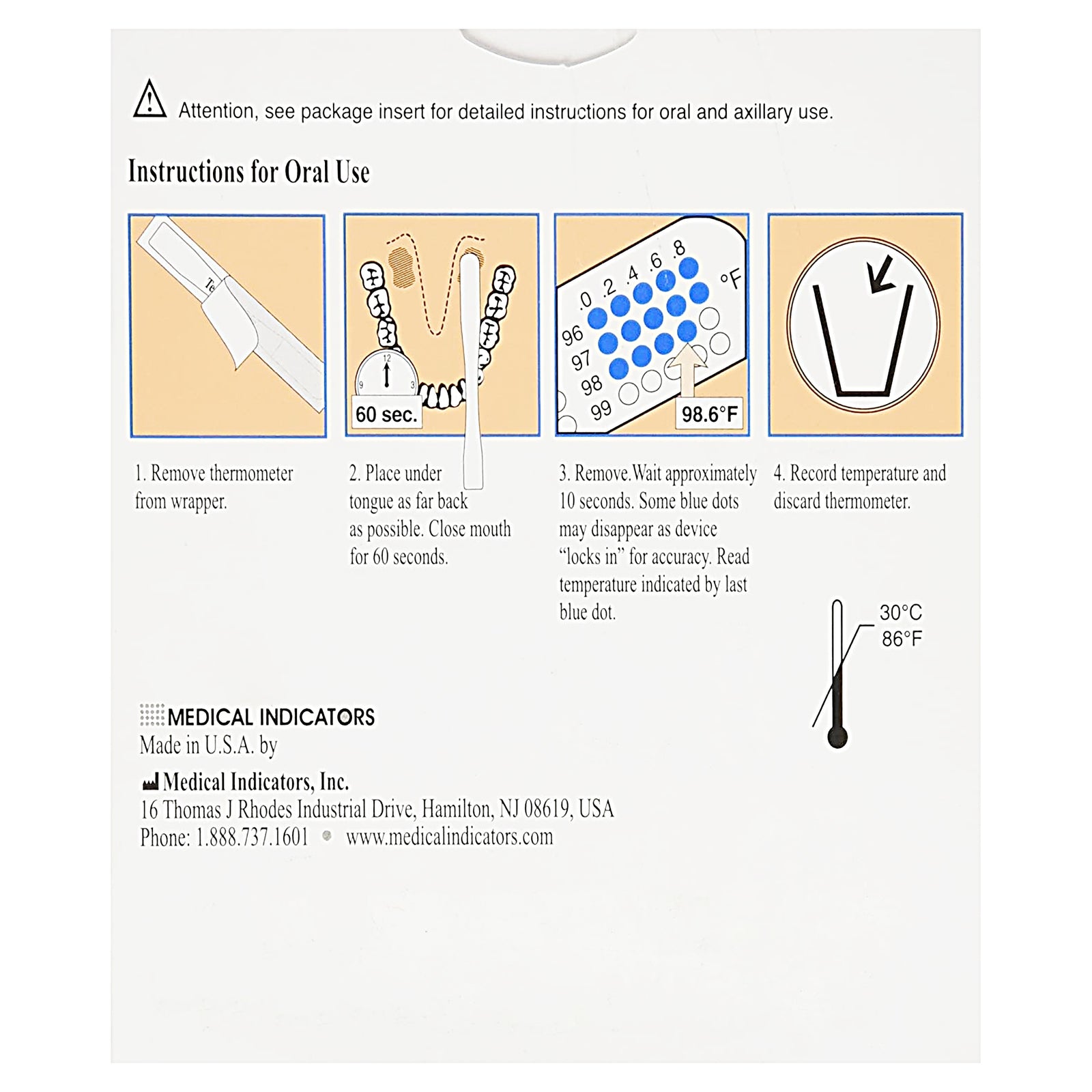 Tempa·DOT™ Disposable Oral Thermometer with Color Dots Display