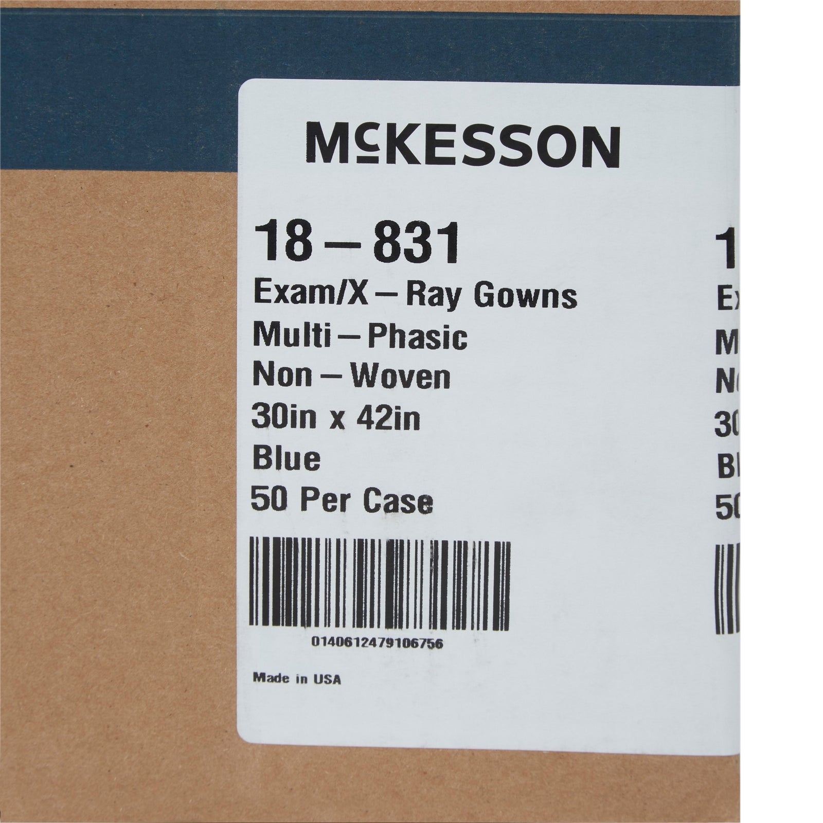 McKesson Patient Exam Gown Blue Disposable 30 x 42 Inch