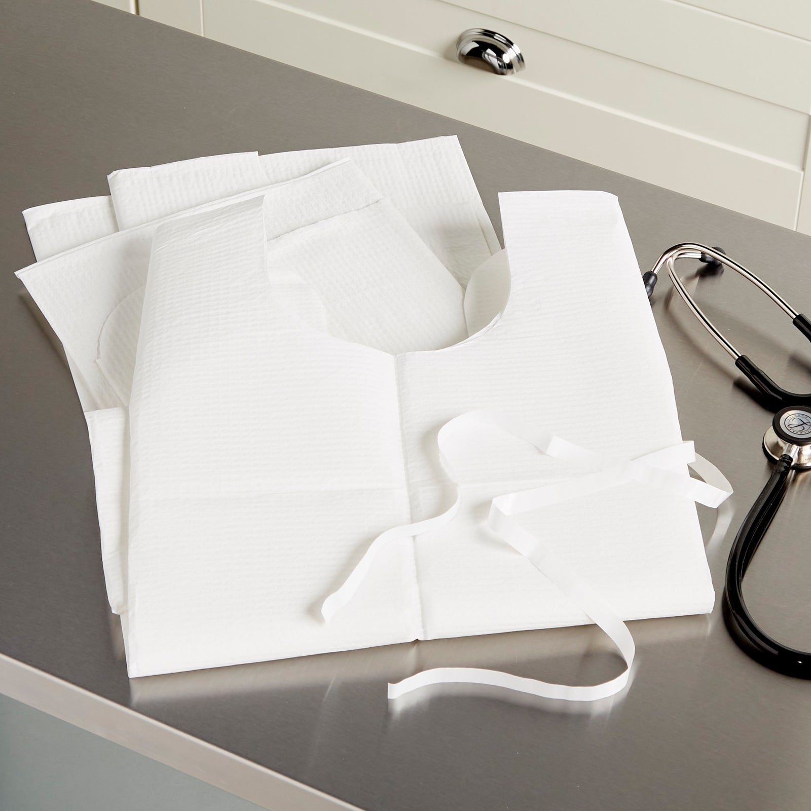McKesson Patient Exam Gown One Size Fits Most White Disposable