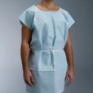 Patient Exam Gown Medium/Large Blue Disposable