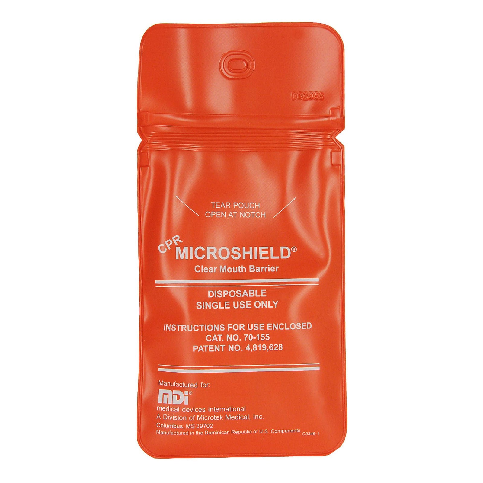 Medline Microshield CPR Face Shield with Waterproof Pouch