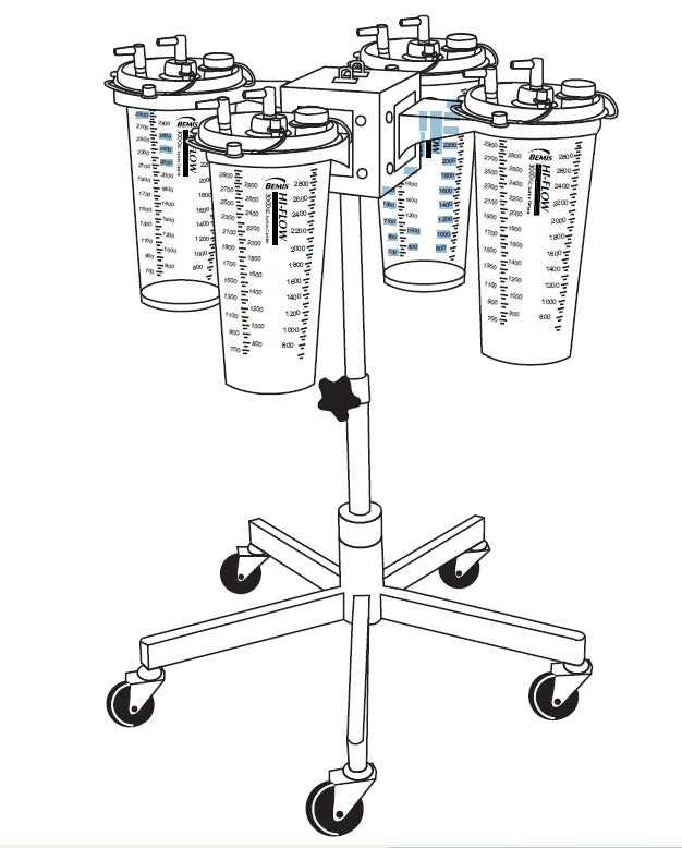 Bemis Healthcare 4-Canister Hi-Low Suction Canister Stand