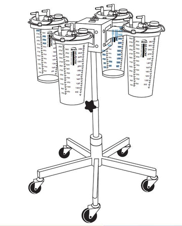 Bemis Healthcare 4-Canister Hi-Low Suction Canister Stand