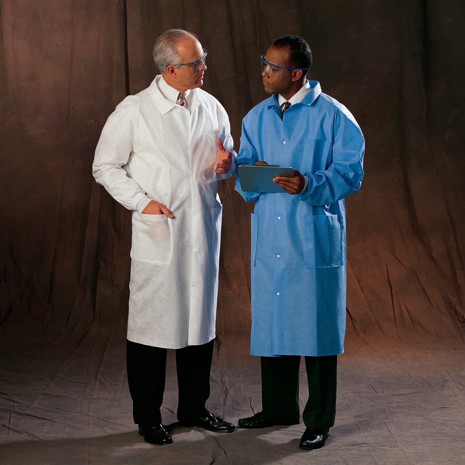 Blue Large Knee Length Disposable Lab Coat - Case of 25